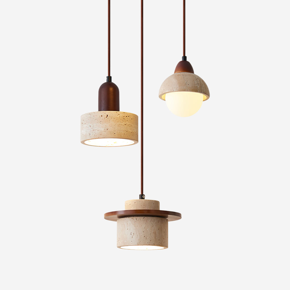 Lunara Multi-Light Pendant Lamp Set Travertine - Neutralighting