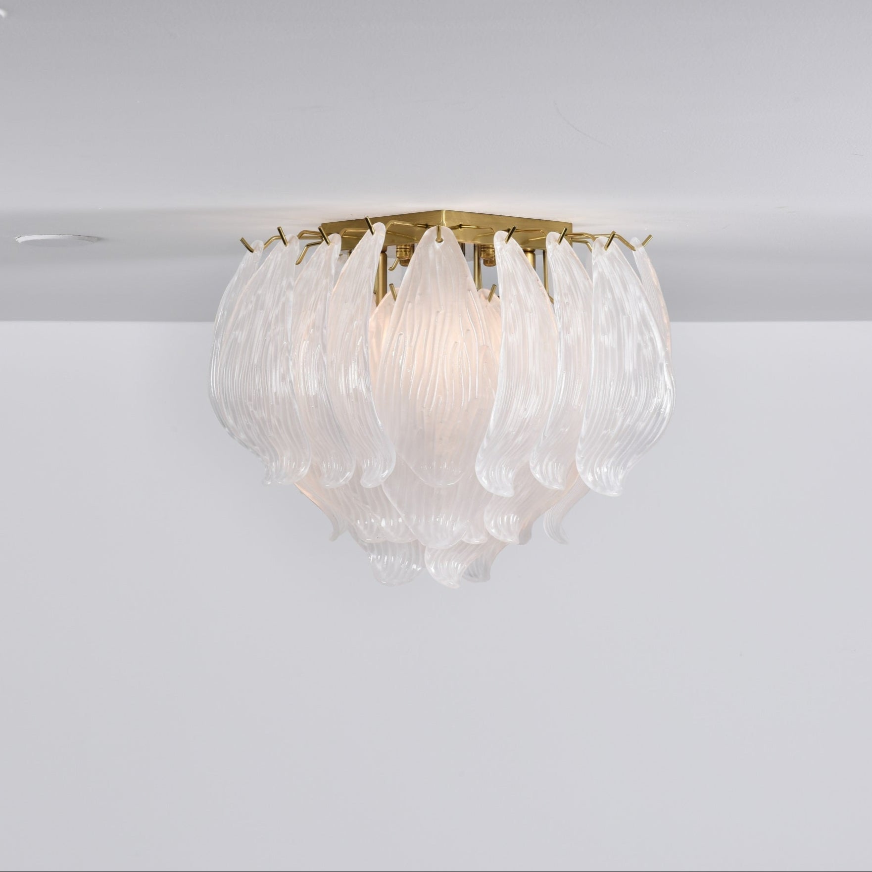 Aurora Ceiling Lamp Murano Petal Hand-Blown Glass Flushmount