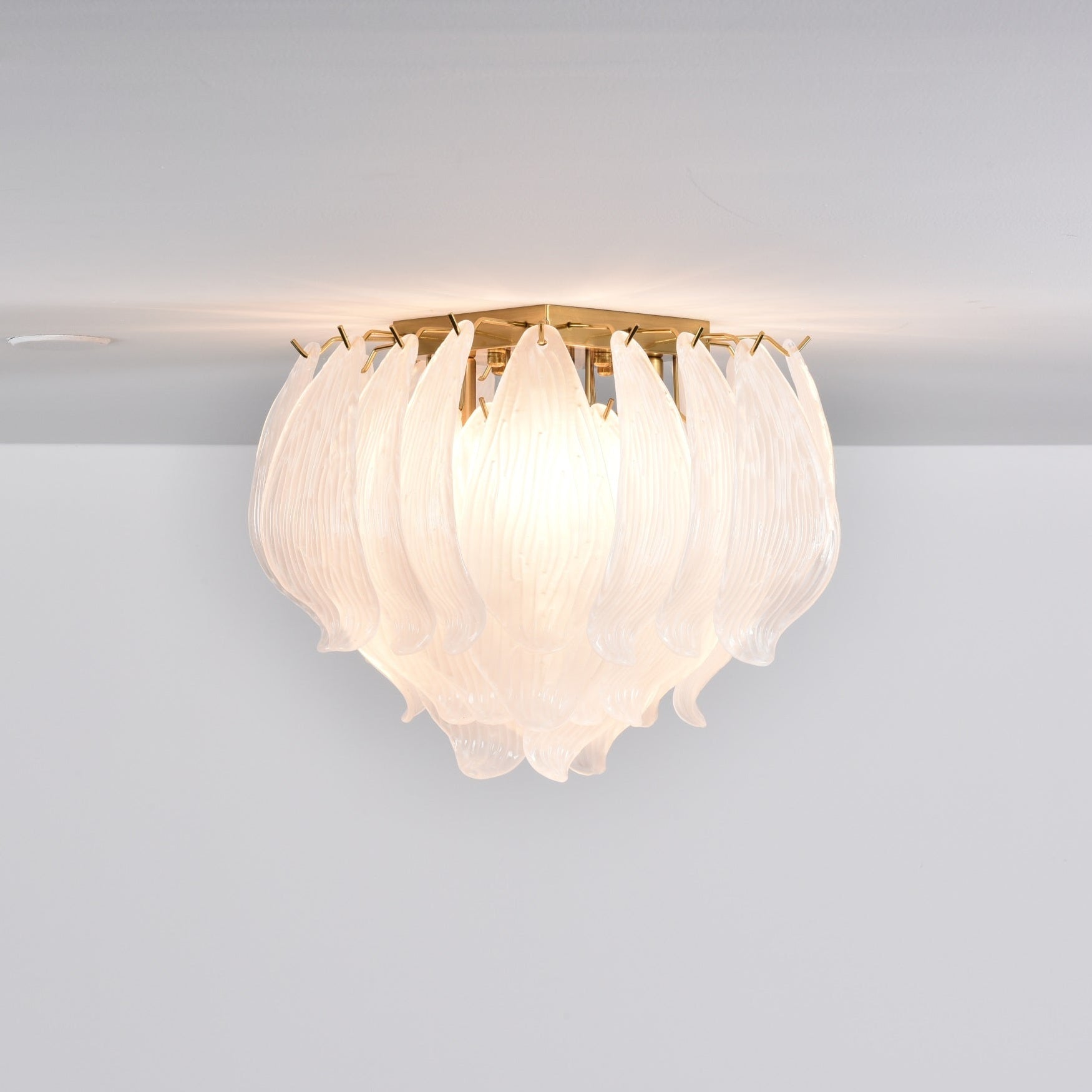 Aurora Ceiling Lamp Murano Petal Hand-Blown Glass Flushmount