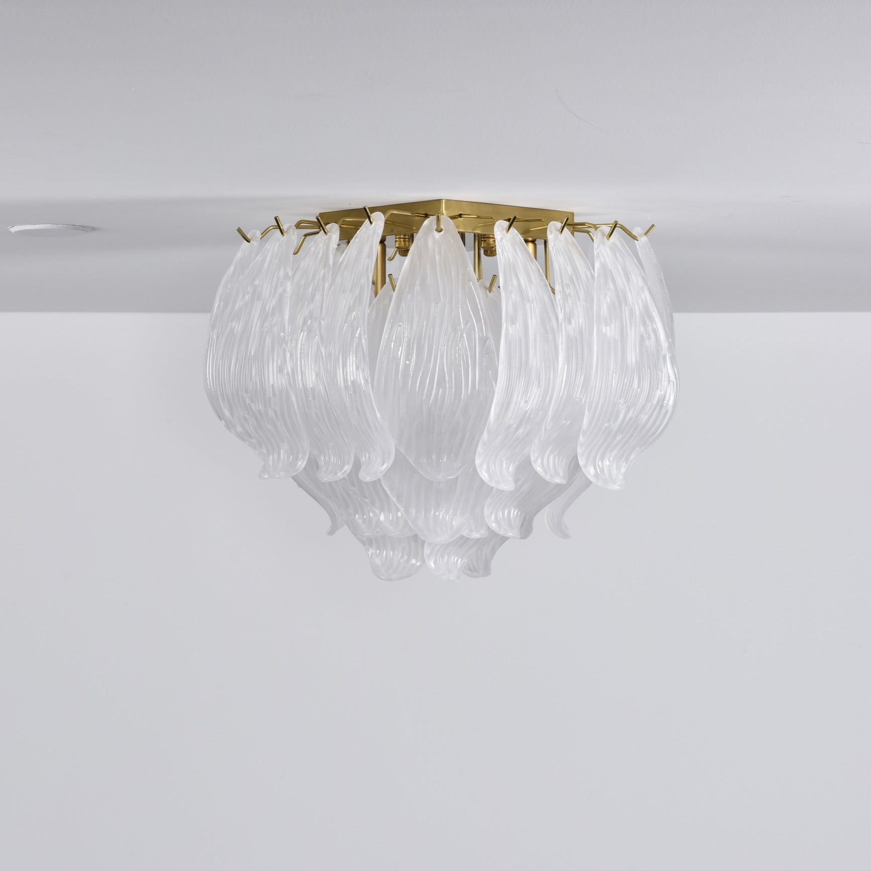 Aurora Ceiling Lamp Murano Petal Hand-Blown Glass Flushmount
