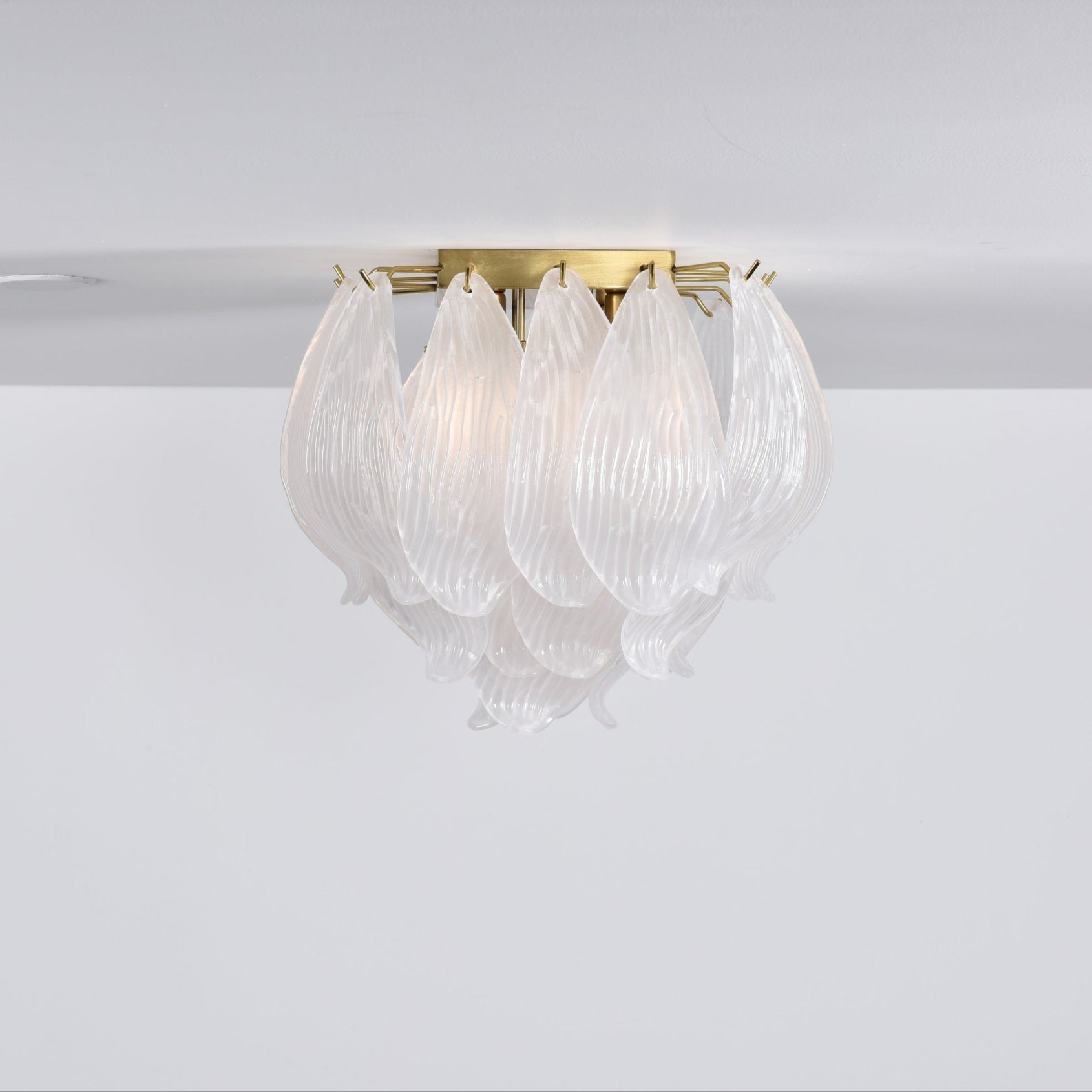 Aurora Ceiling Lamp Murano Petal Hand-Blown Glass Flushmount