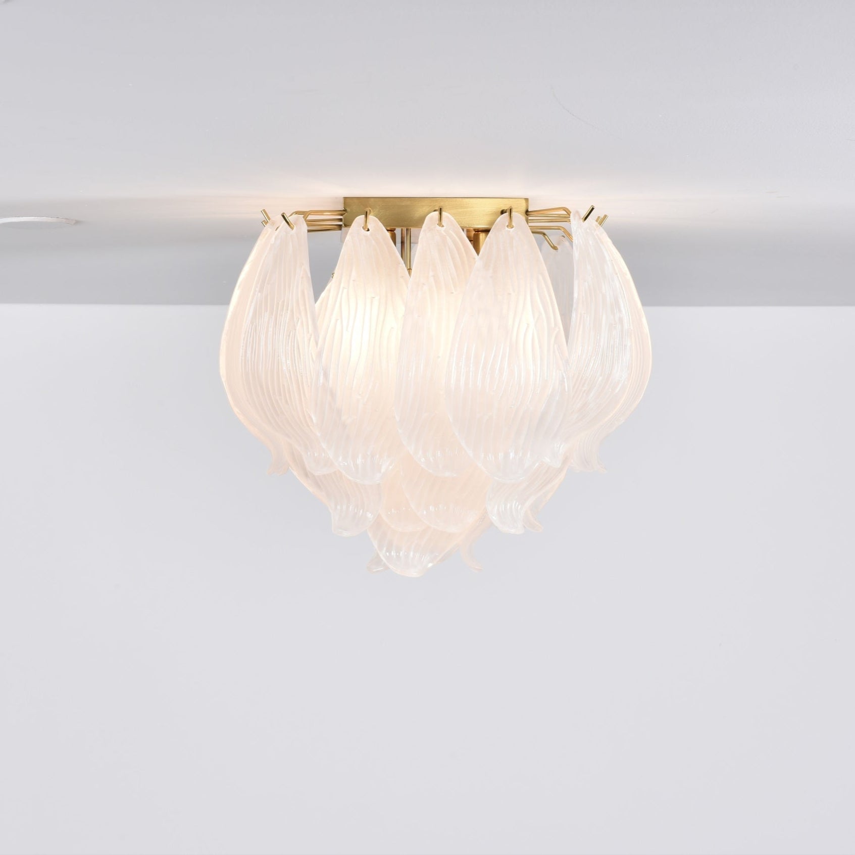 Aurora Ceiling Lamp Murano Petal Hand-Blown Glass Flushmount