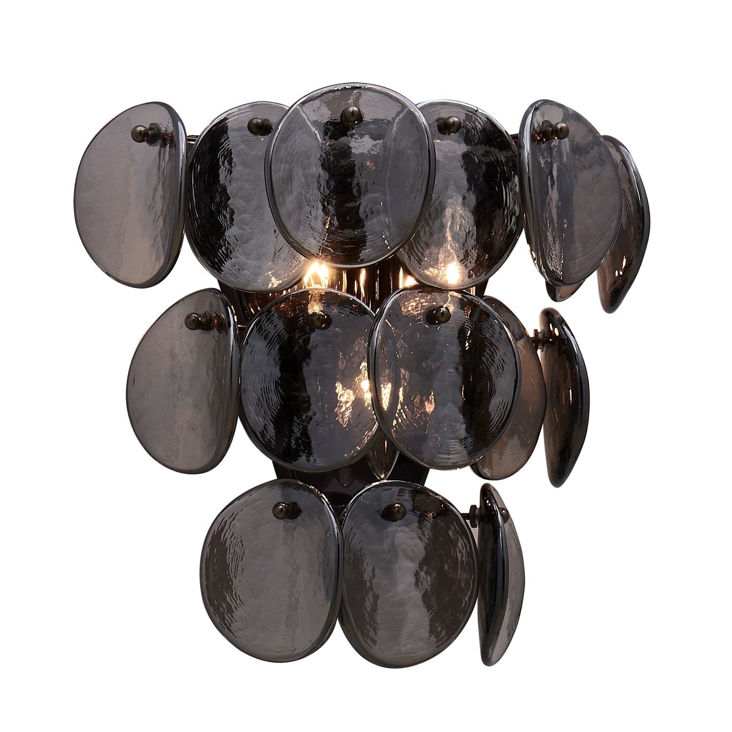 Aurora Wall Lamp Amber Glass Disc Fish Scale Brass - Neutralighting