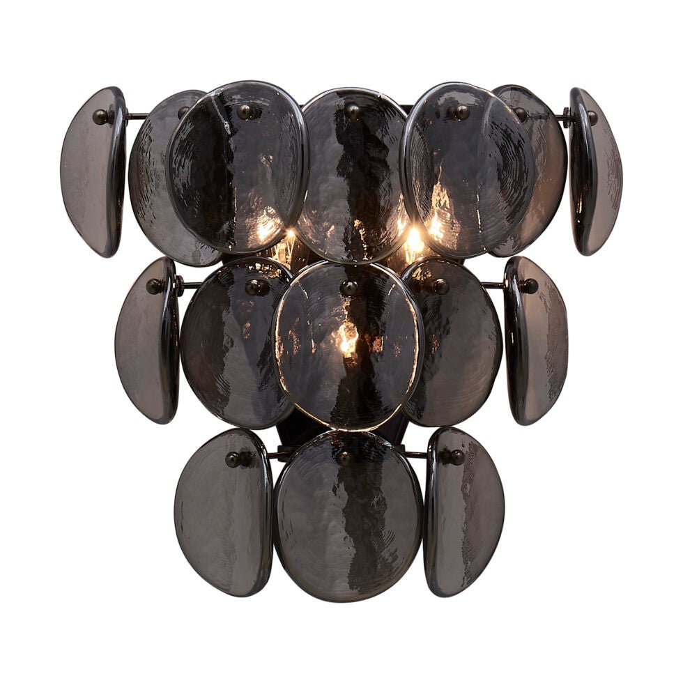 Aurora Wall Lamp Amber Glass Disc Fish Scale Brass - Neutralighting