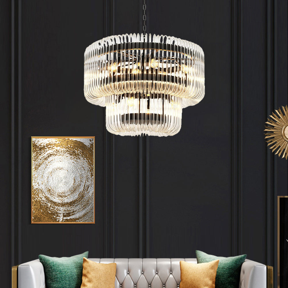 Kristy Modern Luxury LED Chandelier Ceiling Light Black/Gold Glass Living Room - Neutralighting
