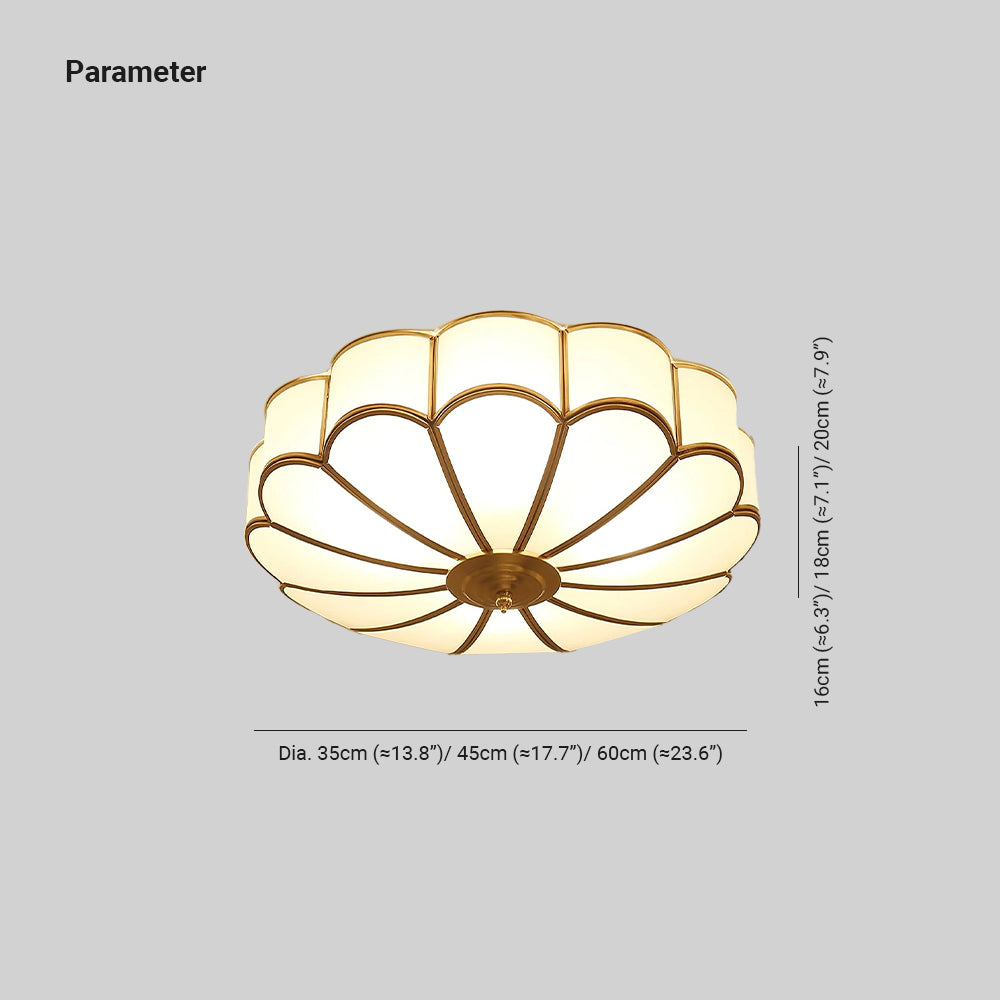 Ulira Ceiling Light Flower Shape Frosted Glass Brass - Neutralighting