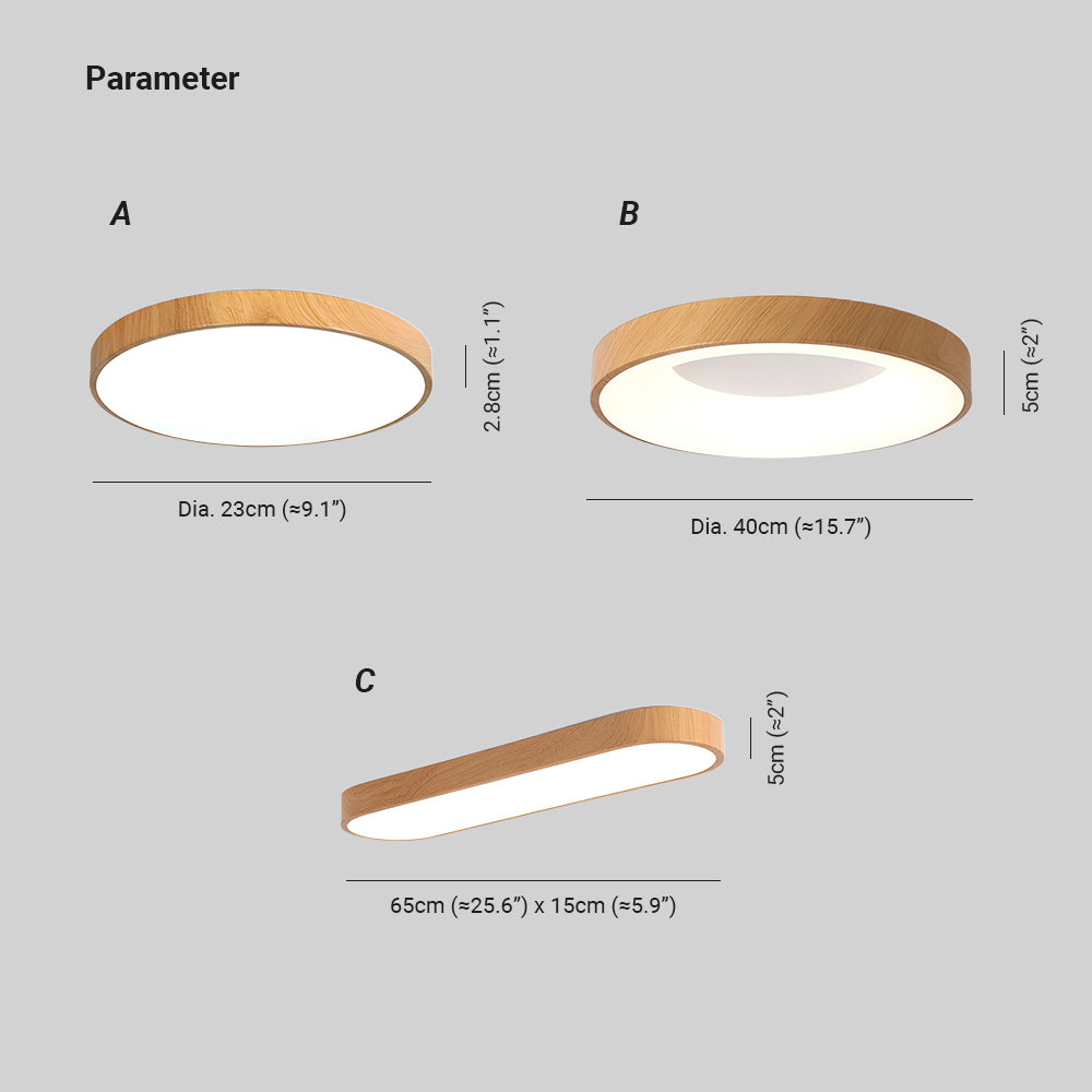 Eliriel Modern Minimalist Round Wood Flush Mount Ceiling Lamp