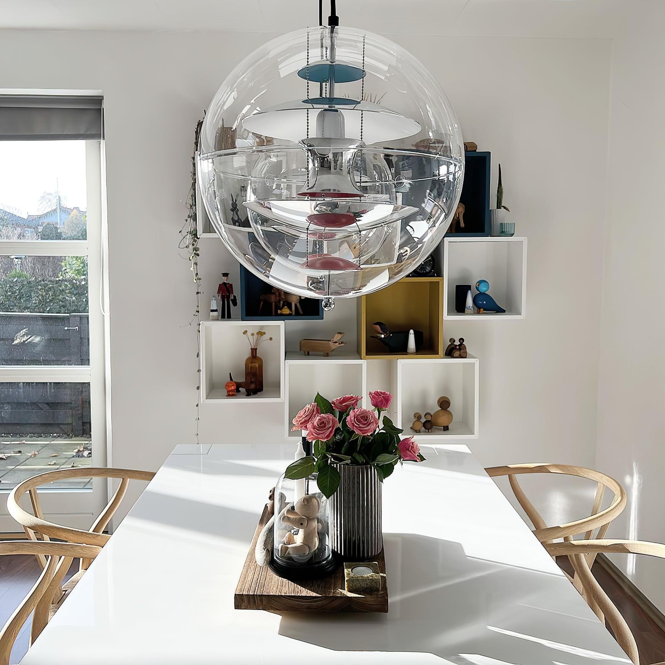 Pendant Lamp Floating Geometric Layers Clear Globe Futuristic Modern - Neutralighting