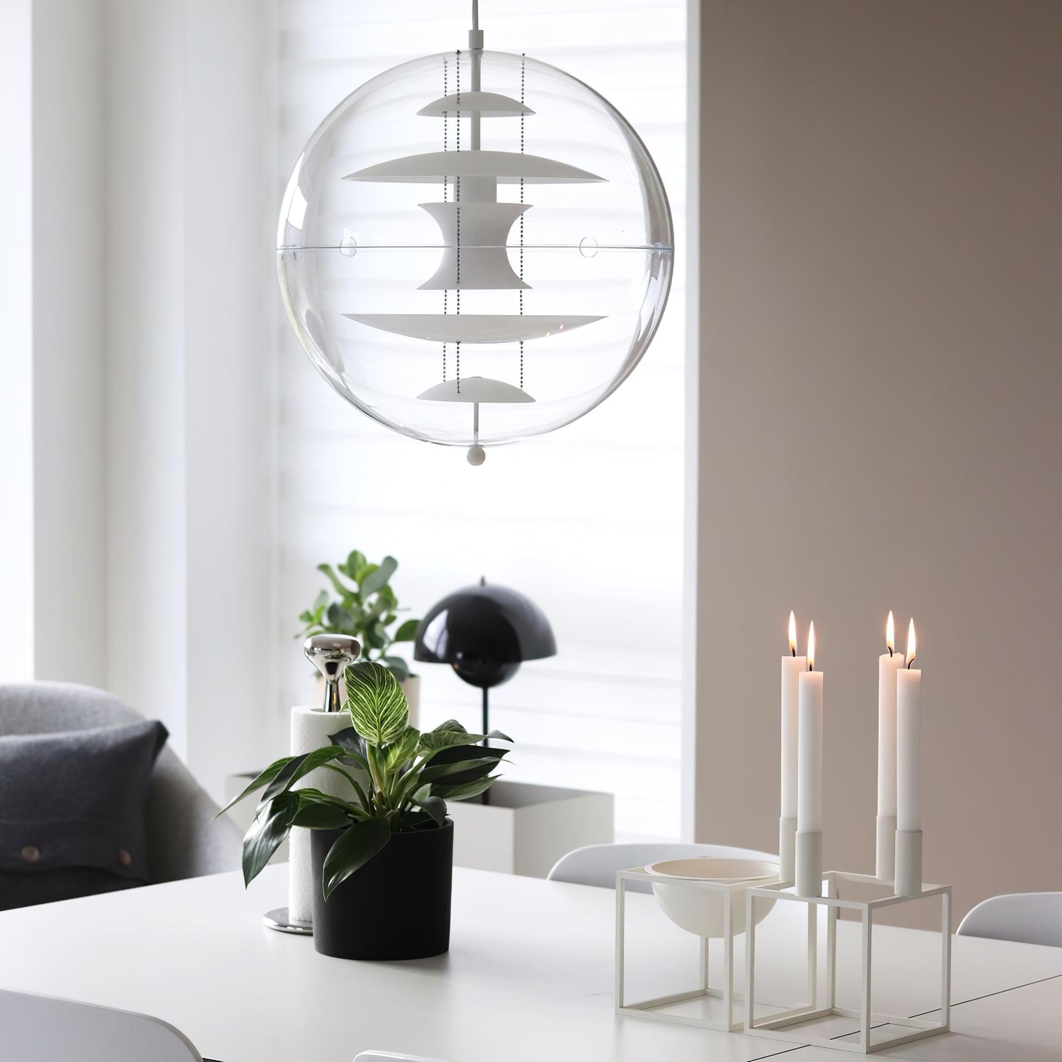Pendant Lamp Floating Geometric Layers Clear Globe Futuristic Modern - Neutralighting