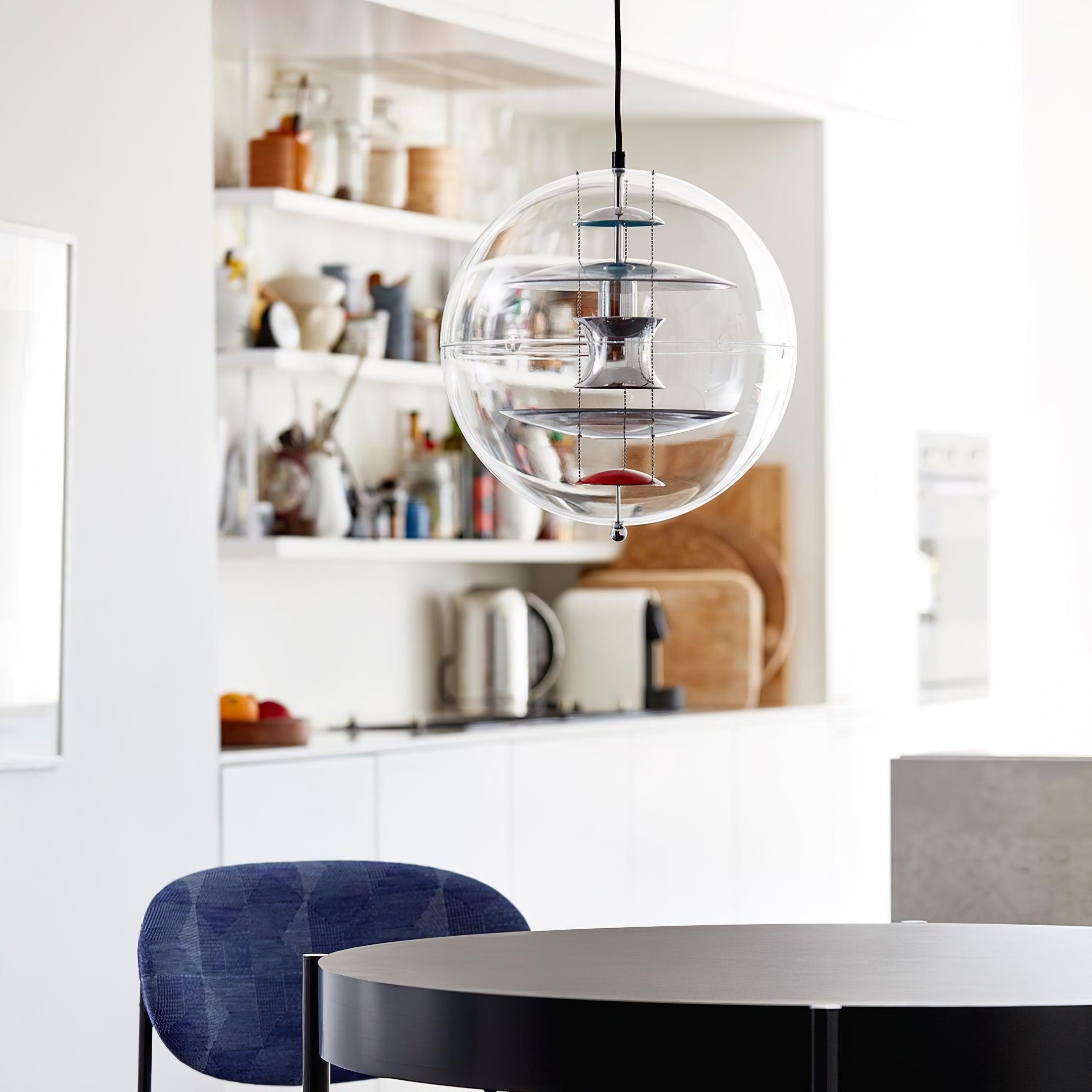 Pendant Lamp Floating Geometric Layers Clear Globe Futuristic Modern - Neutralighting