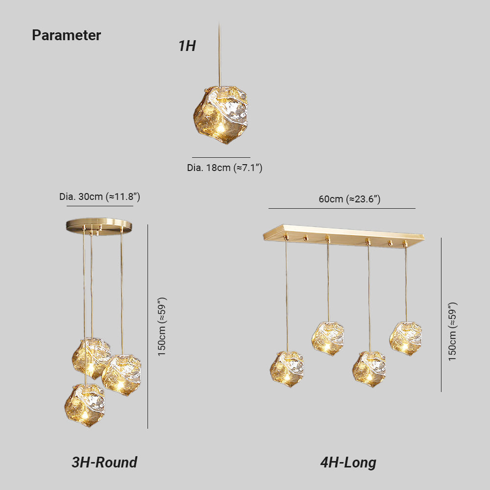 Ice Glass Pendant Light Brass - Neutralighting