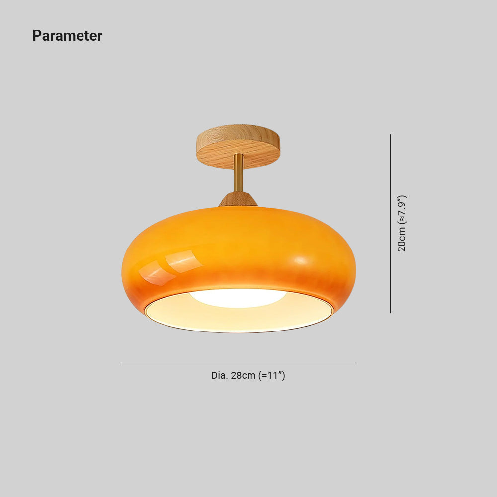 Charlotte Flush Mount Ceiling Light Glass Wood &Orange&White - Neutralighting