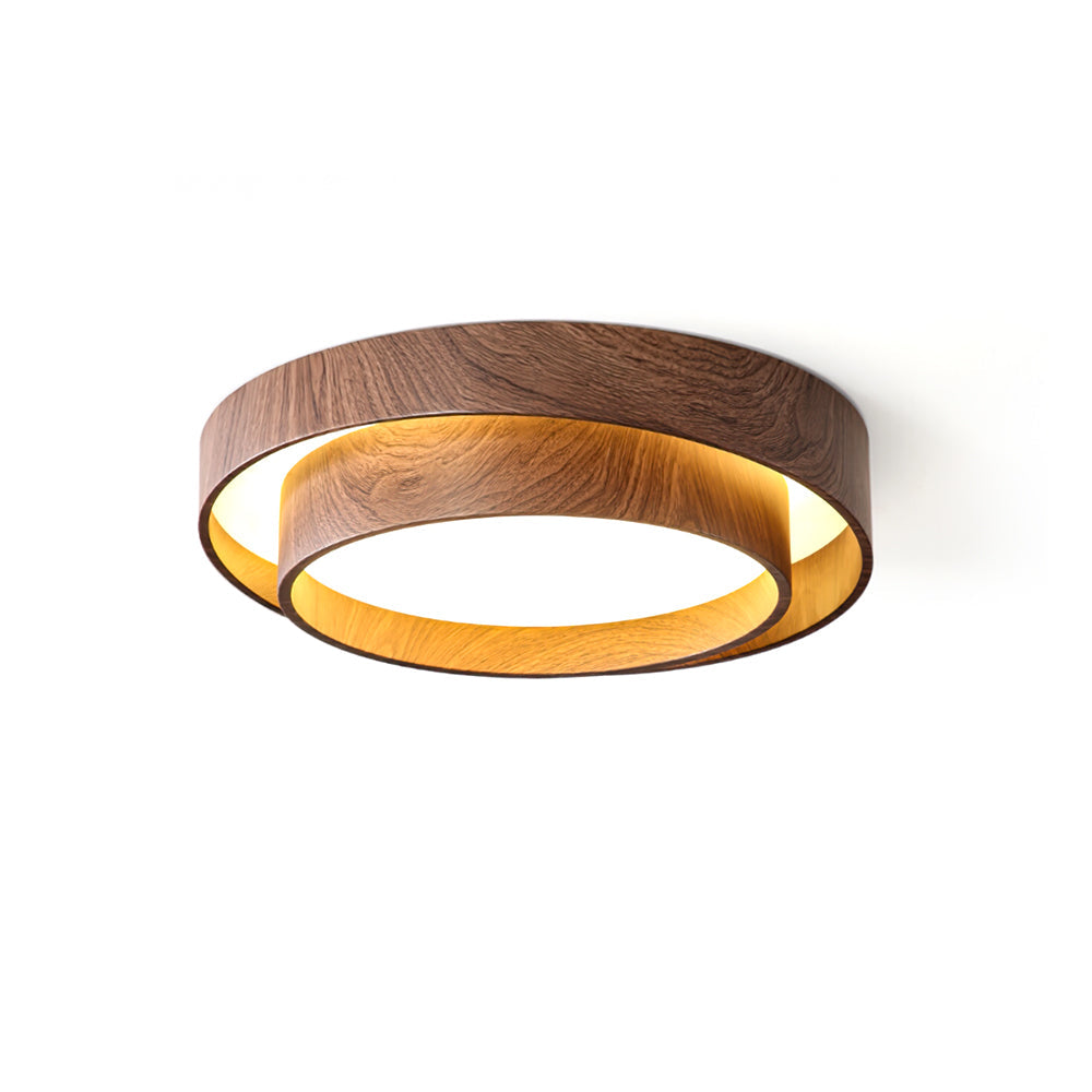 Wavin Ceiling Light Double - Ring Walnut Color - Neutralighting