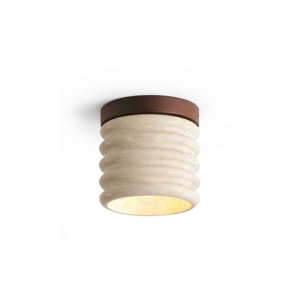 Neptune Travertine Ceiling Light Ribbed Design - Neutralighting