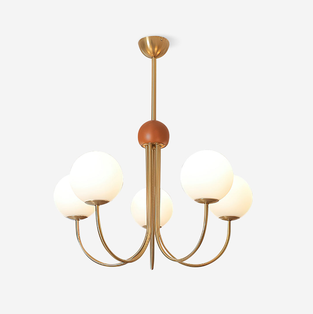 Candil Modern Brass and Globe Glass Chandelier - Neutralighting