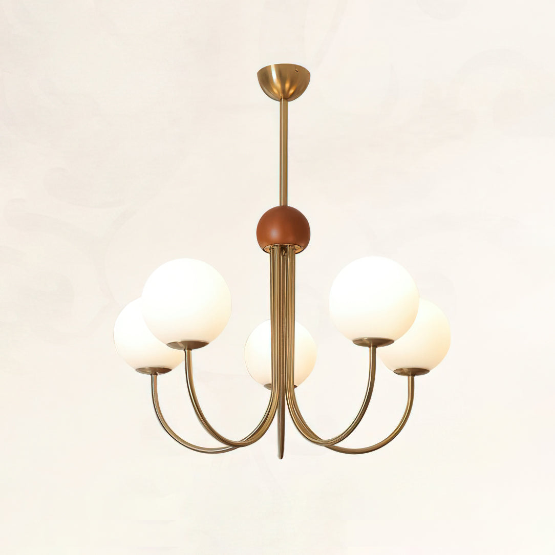 Candil Modern Brass and Globe Glass Chandelier - Neutralighting