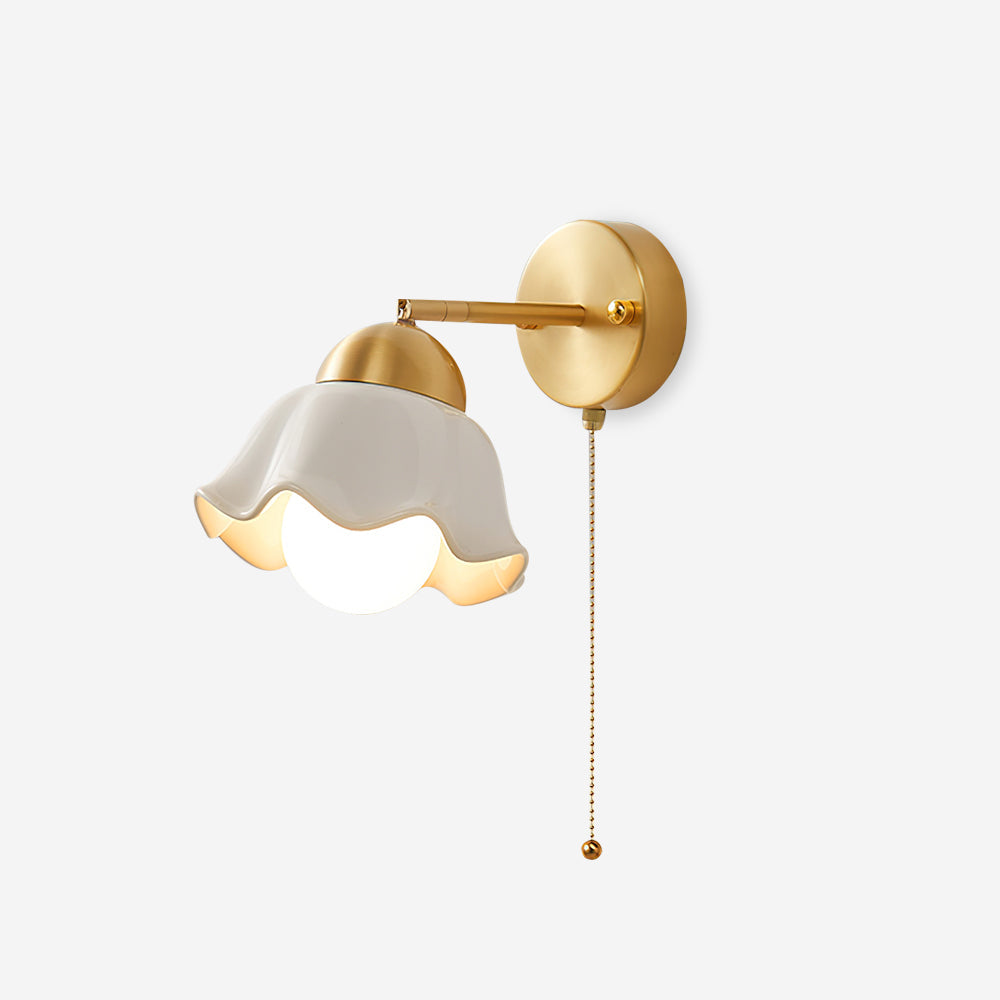 Wall Lamp Brass and Ceramic Wavy Shade Globe Accent Retro Artistic - Neutralighting