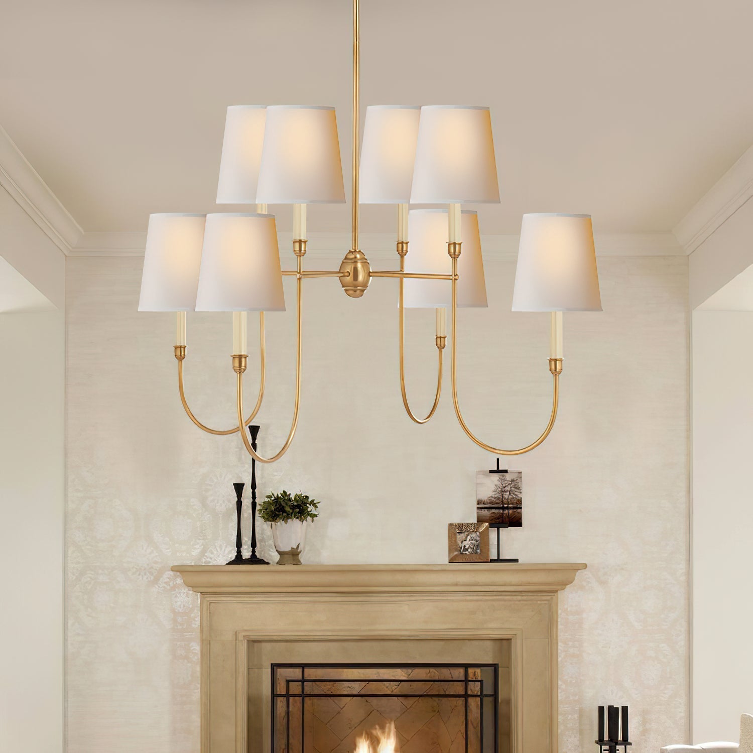 Talia Chandelier Luxury Brass Fabric - Neutralighting