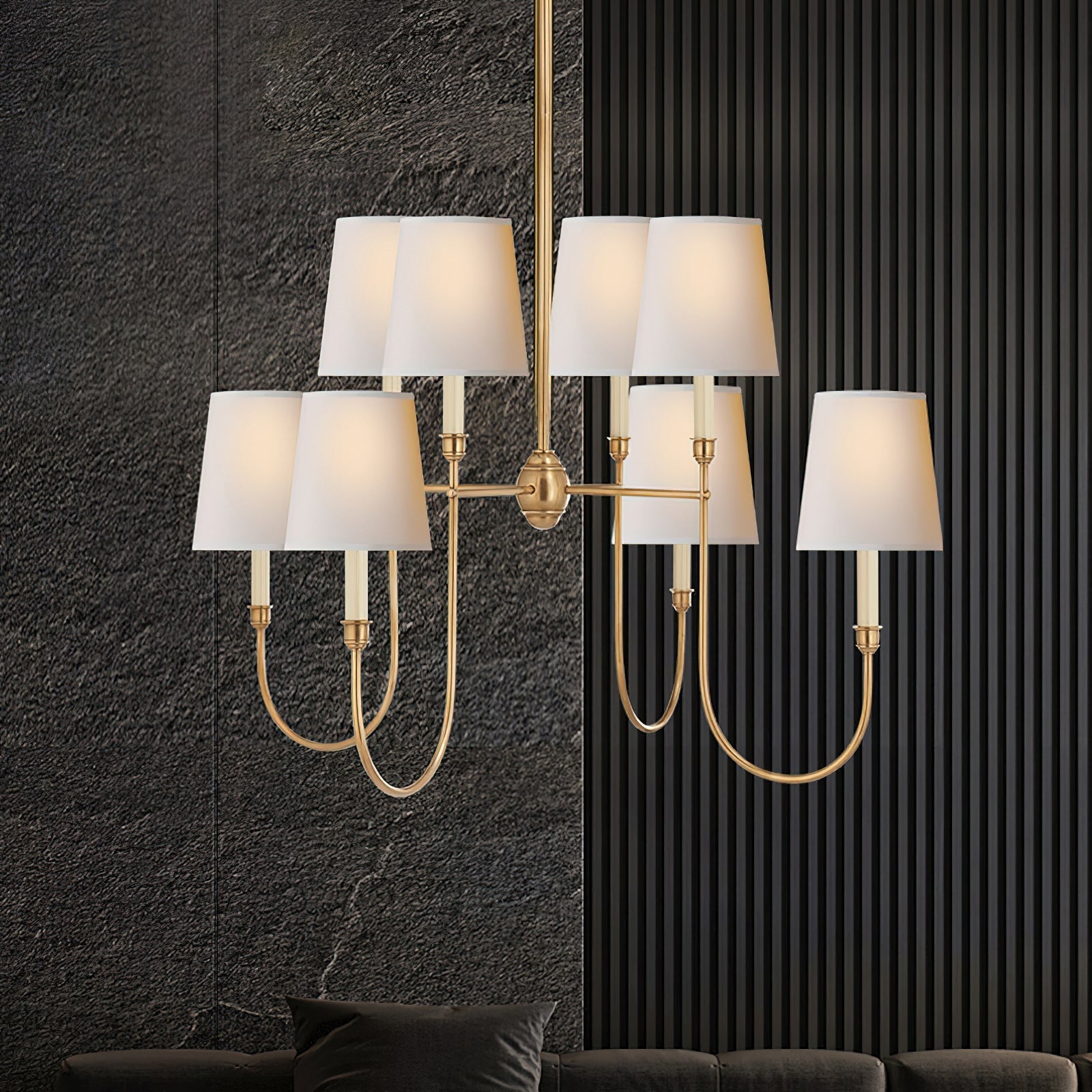 Talia Chandelier Luxury Brass Fabric - Neutralighting