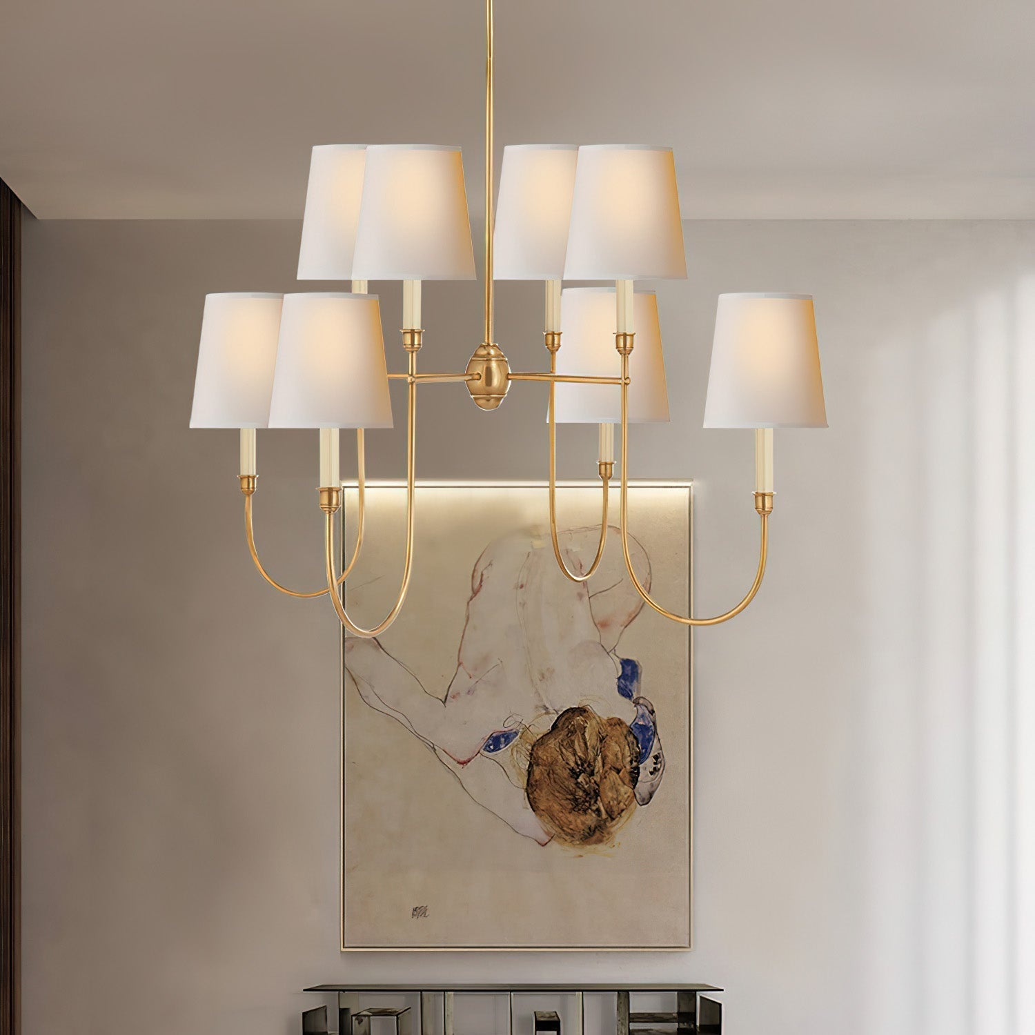 Talia Chandelier Luxury Brass Fabric - Neutralighting