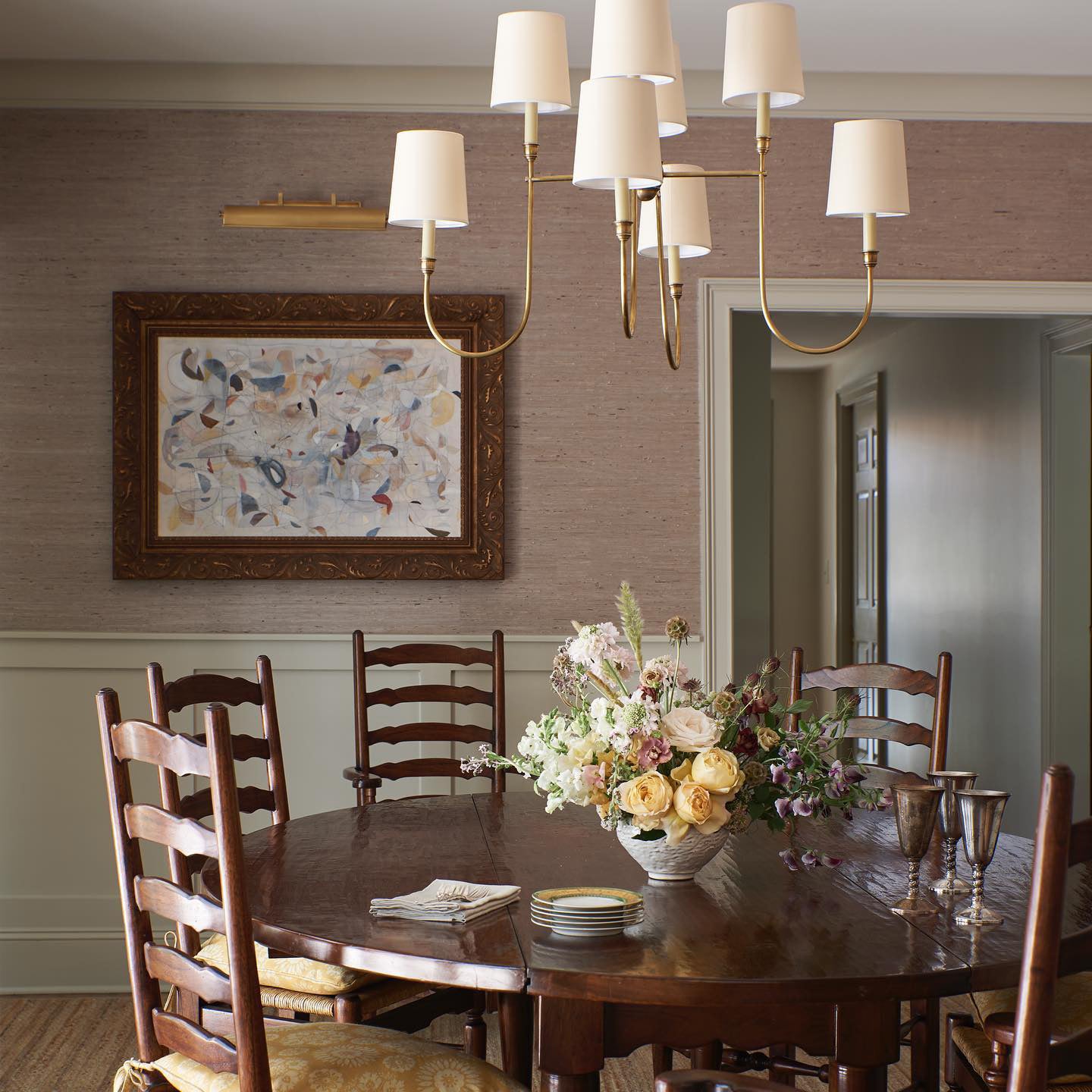 Talia Chandelier Luxury Brass Fabric - Neutralighting