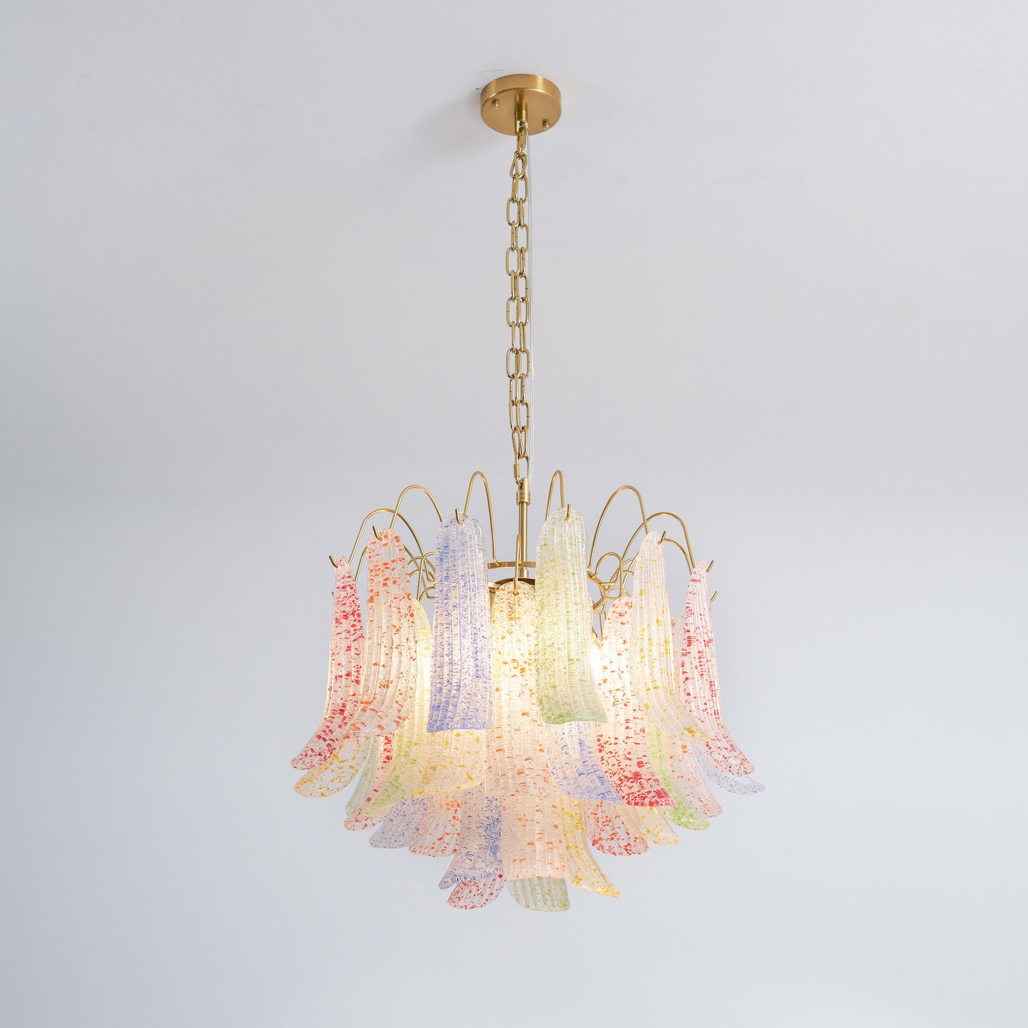 Chandelier Glass Petals Metal Frame Colorful Artistic Ambience - Neutralighting