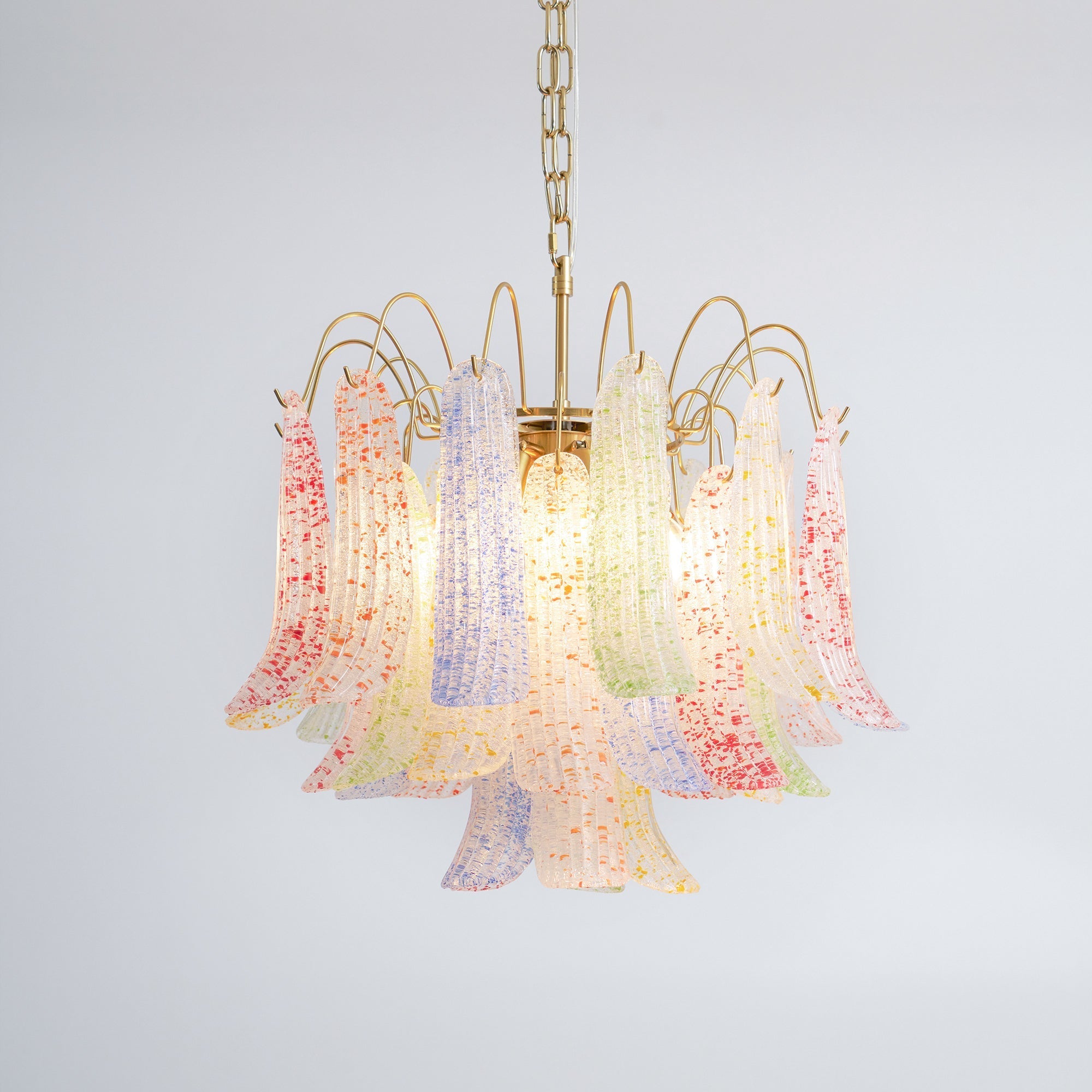 Chandelier Glass Petals Metal Frame Colorful Artistic Ambience - Neutralighting