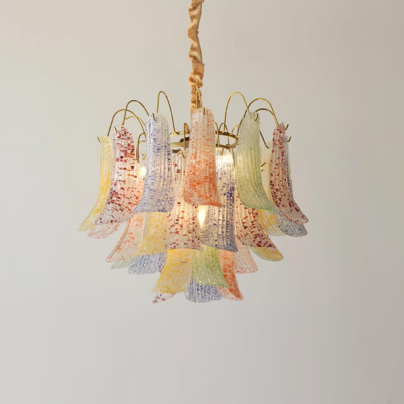 Chandelier Glass Petals Metal Frame Colorful Artistic Ambience - Neutralighting