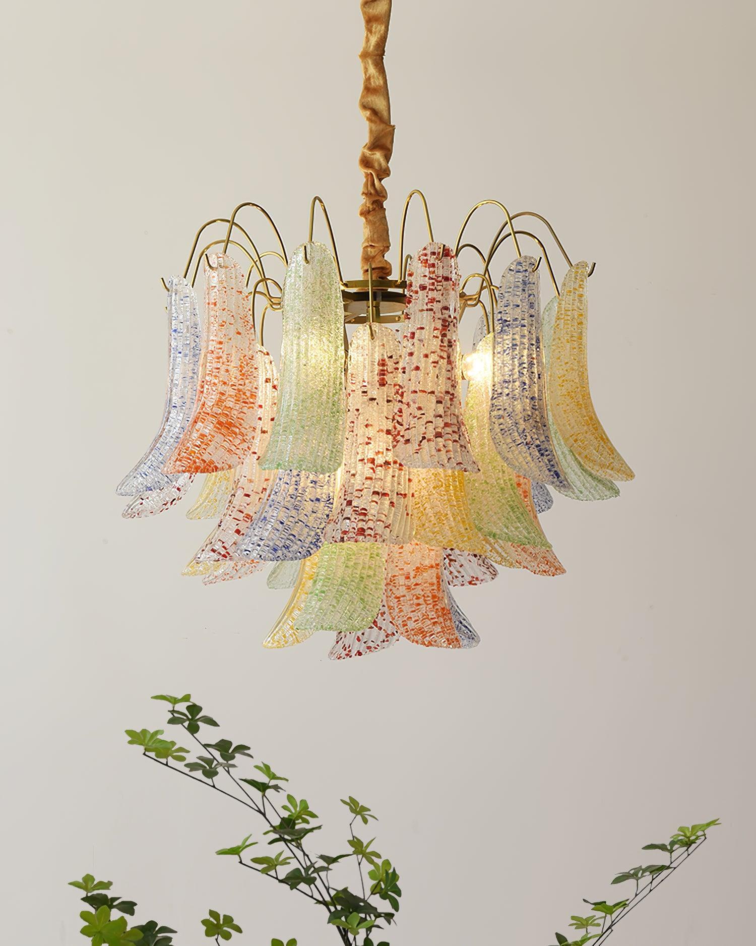 Chandelier Glass Petals Metal Frame Colorful Artistic Ambience - Neutralighting
