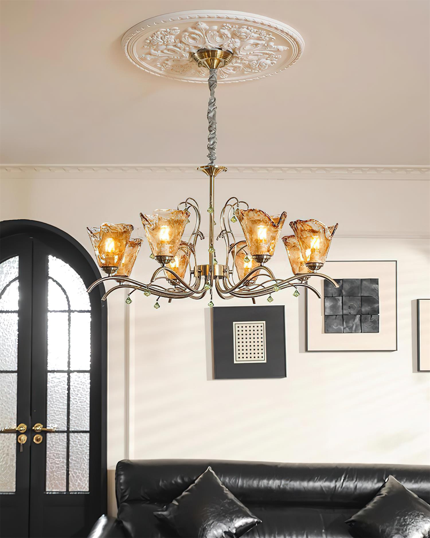 Givona Floral Glass Chandelier - Neutralighting