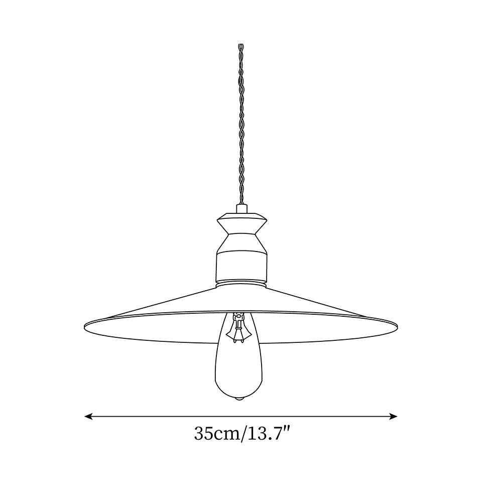 Pendant Lamp Scalloped Brass Shade Walnut Wood Vintage - Neutralighting