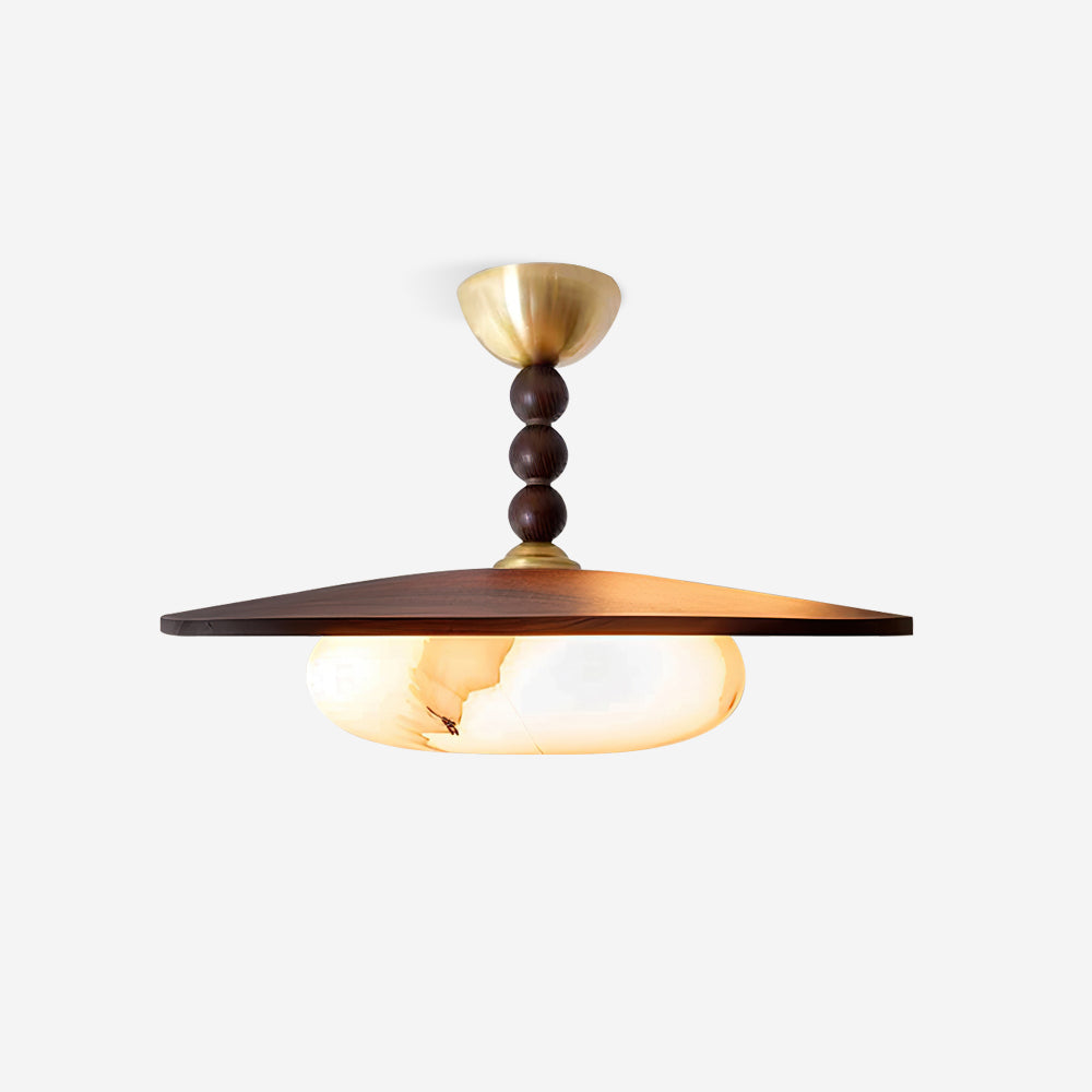 Yeste Ceiling Light Walnut Color & White Imitation Alabaster