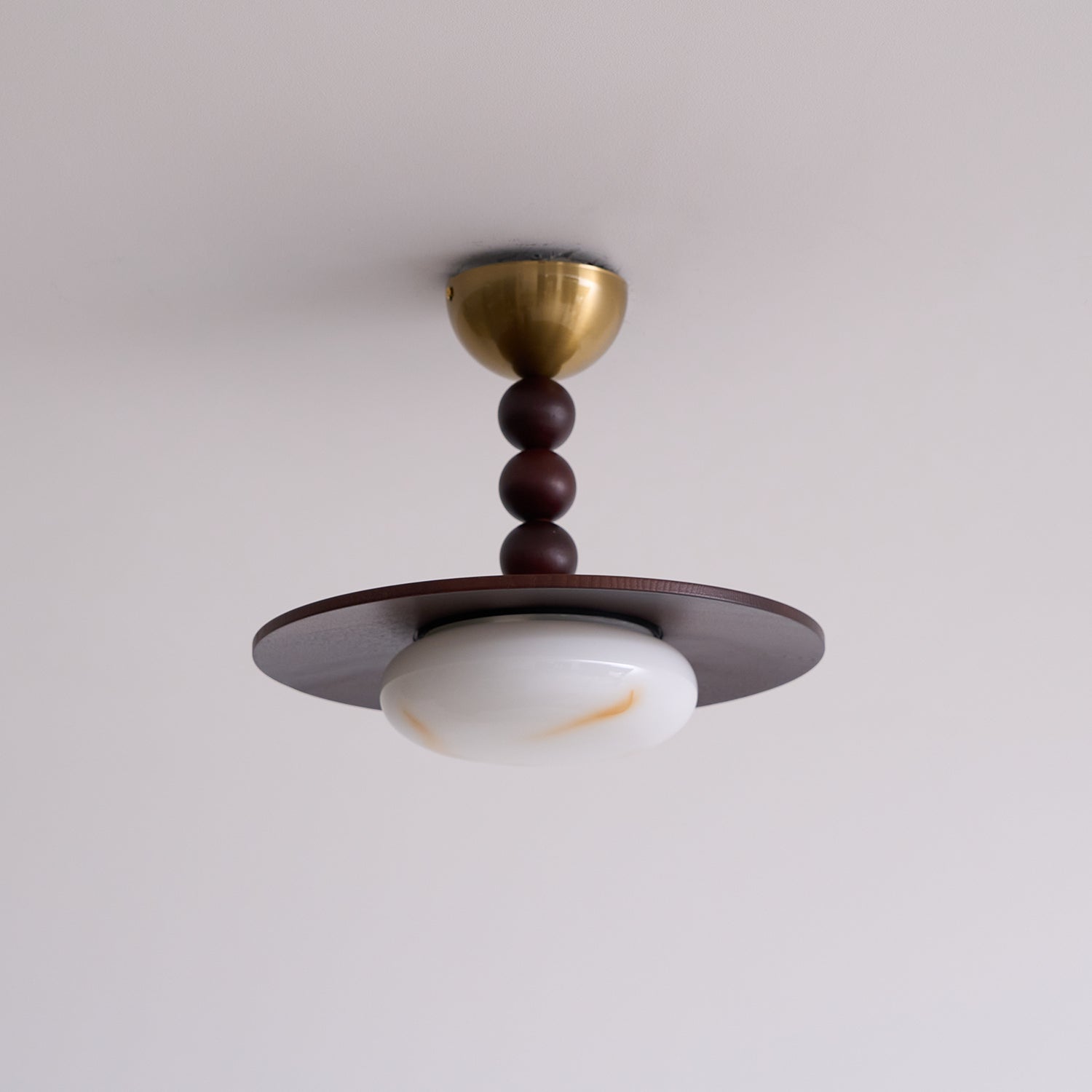 Yeste Ceiling Light Walnut Color & White Imitation Alabaster - Neutralighting