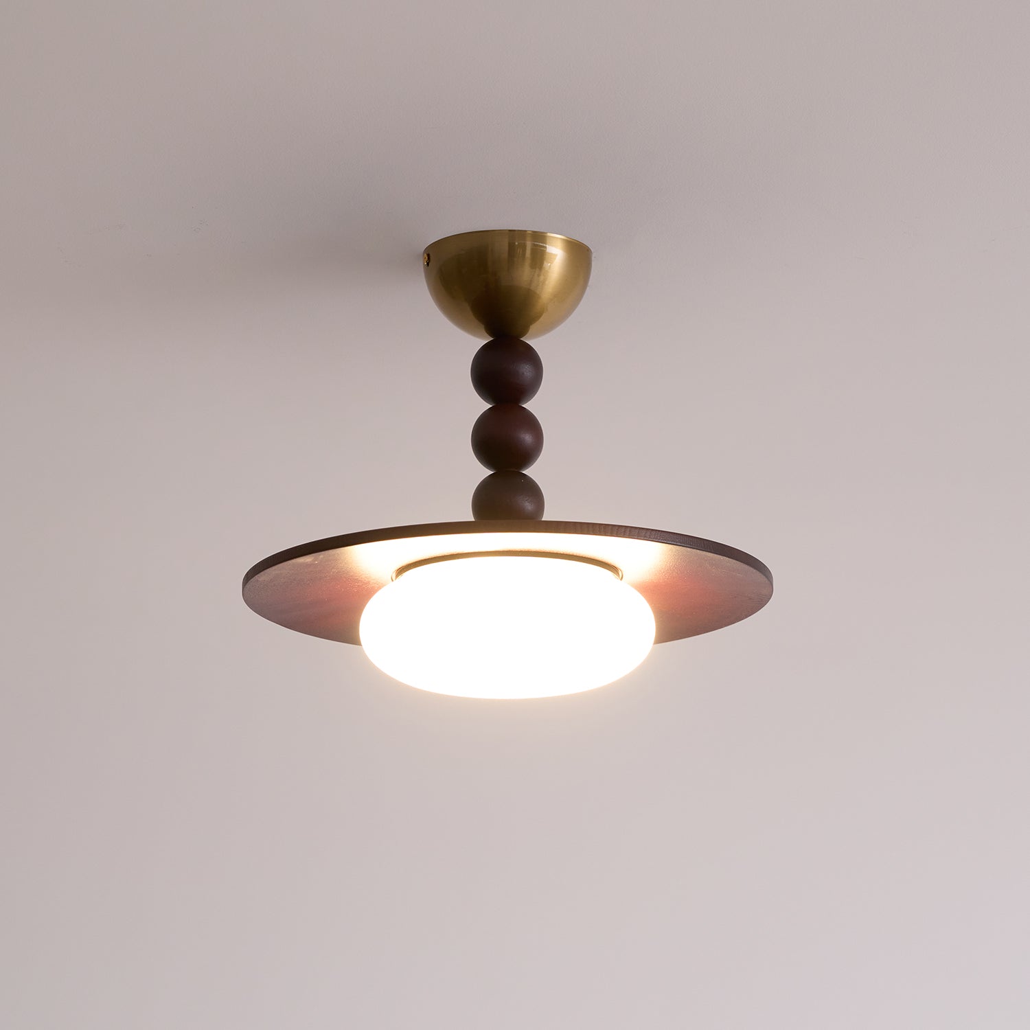 Yeste Ceiling Light Walnut Color & White Imitation Alabaster - Neutralighting