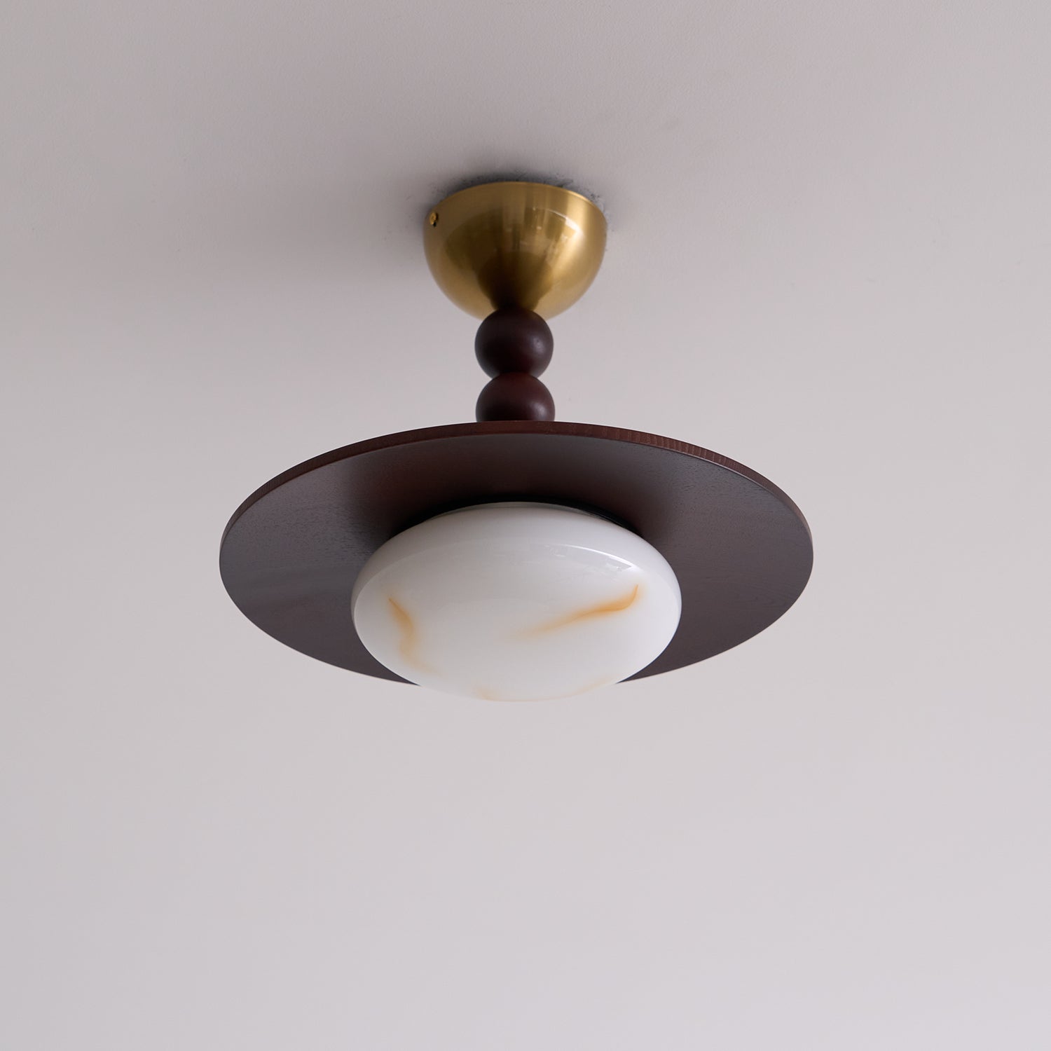 Yeste Ceiling Light Walnut Color & White Imitation Alabaster - Neutralighting
