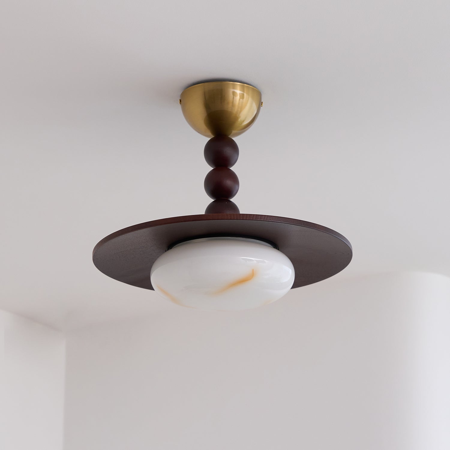Yeste Ceiling Light Walnut Color & White Imitation Alabaster - Neutralighting