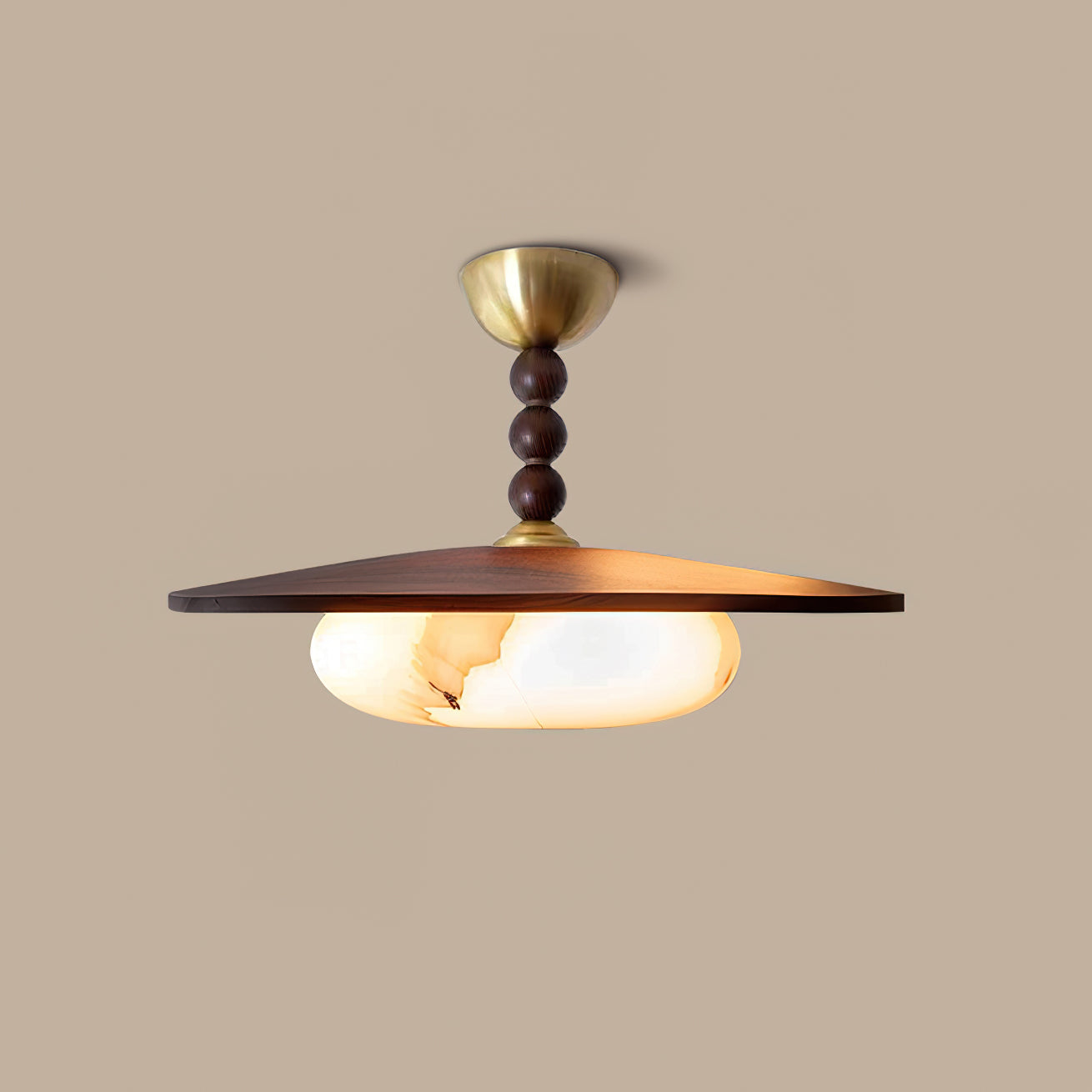 Yeste Ceiling Light Walnut Color & White Imitation Alabaster - Neutralighting