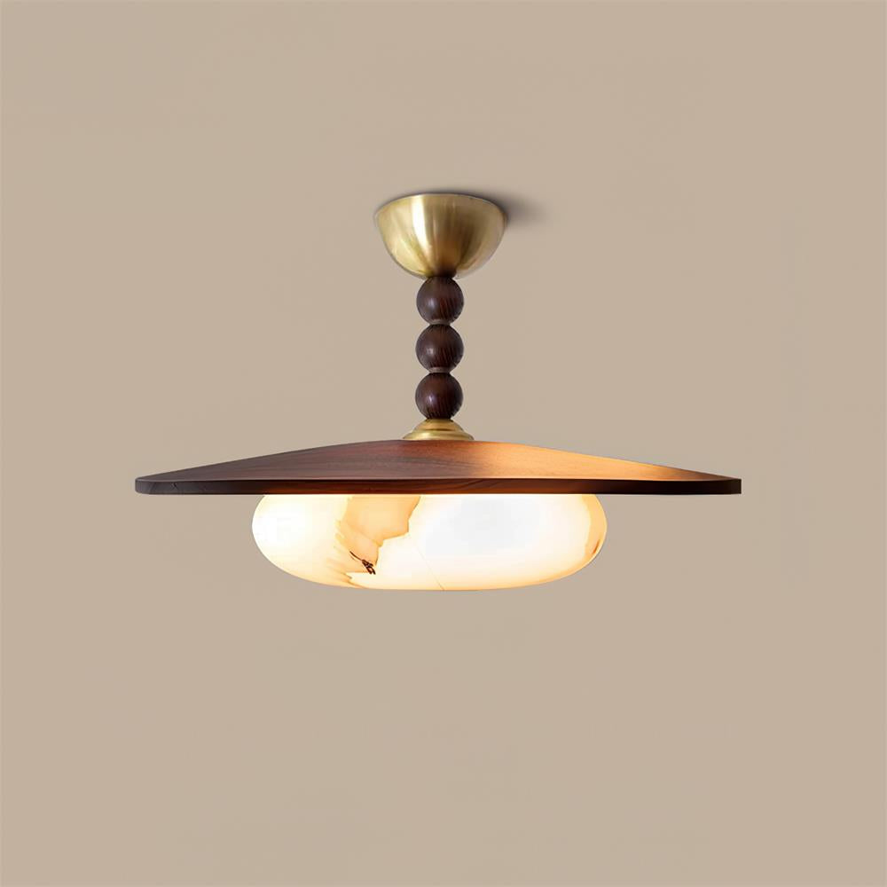 Yeste Ceiling Light Walnut Color & White Imitation Alabaster - Neutralighting