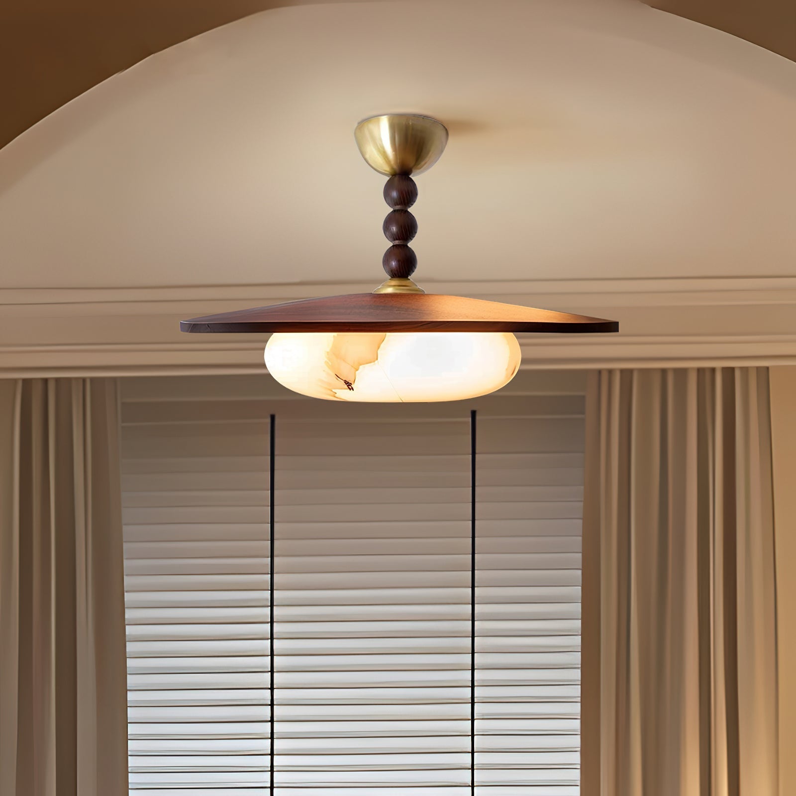 Yeste Ceiling Light Walnut Color & White Imitation Alabaster