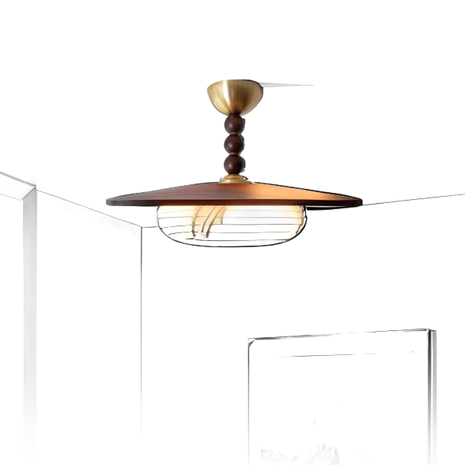 Yeste Ceiling Light Walnut Color & White Imitation Alabaster - Neutralighting