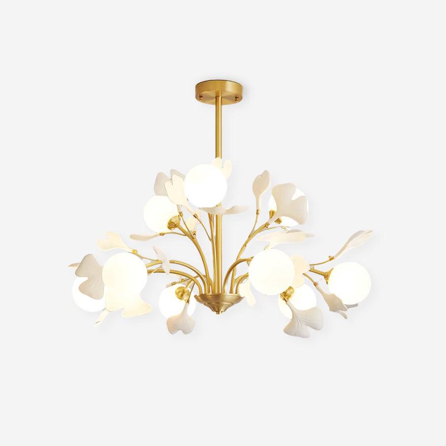 Ginkgo Leaf Chandelier with Frosted Glass Globes - Neutralighting