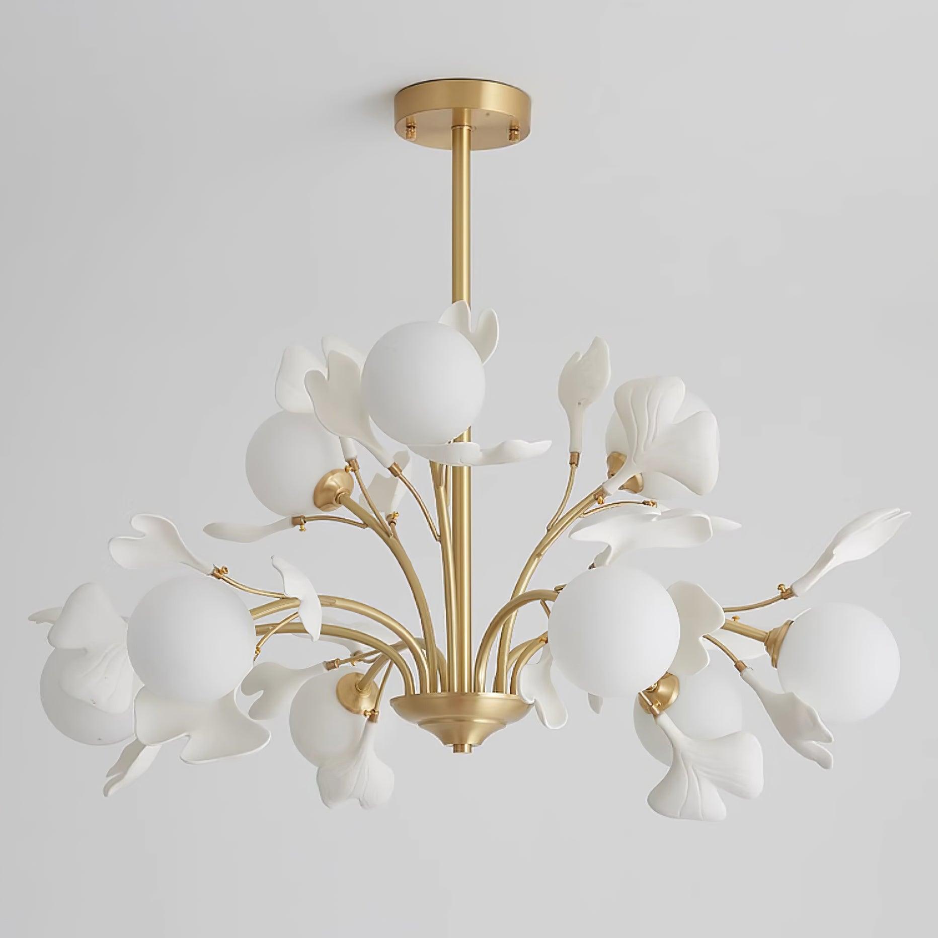 Ginkgo Leaf Chandelier with Frosted Glass Globes - Neutralighting