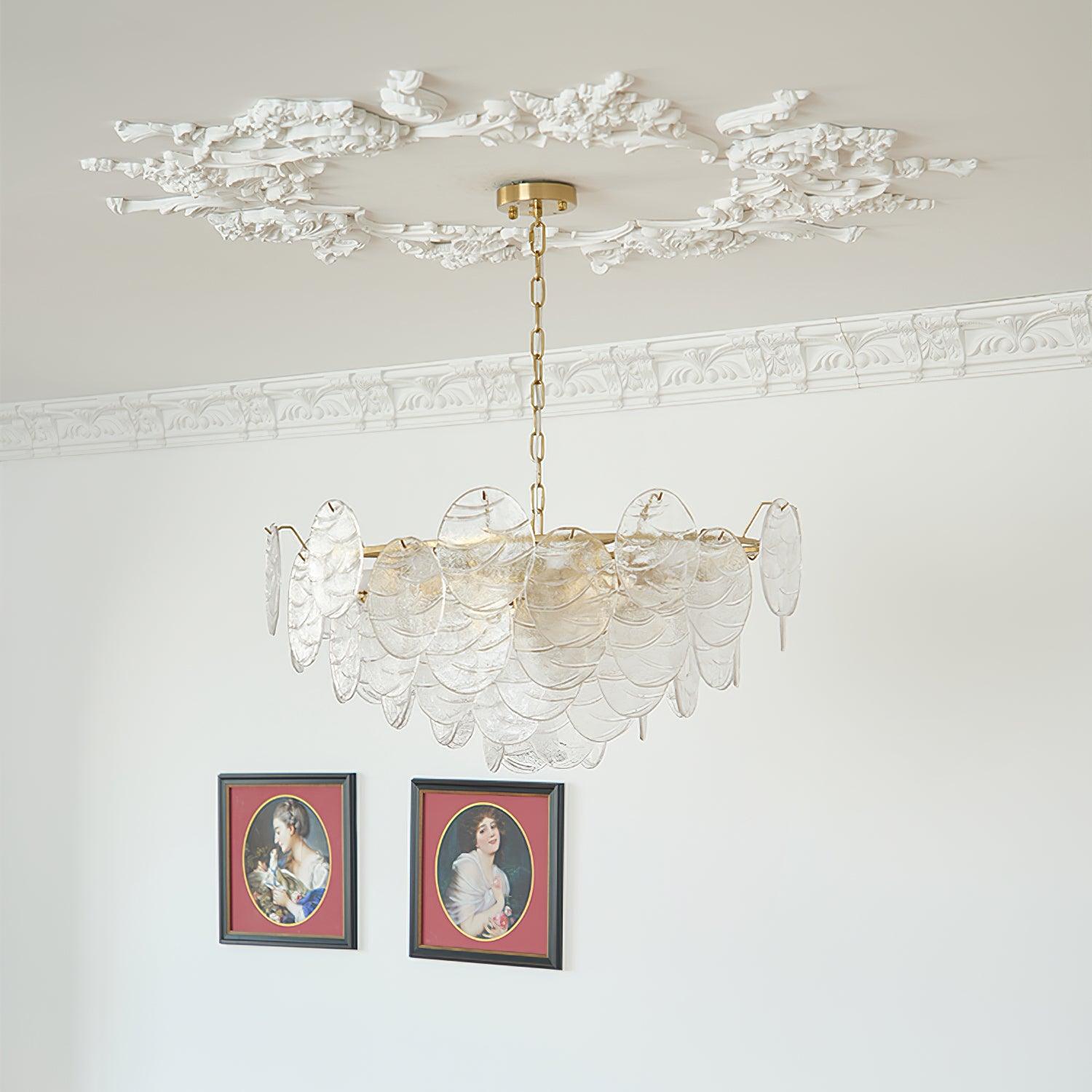 Chandelier Glass Discs Metal Frame Gold Finish Victorian - Neutralighting