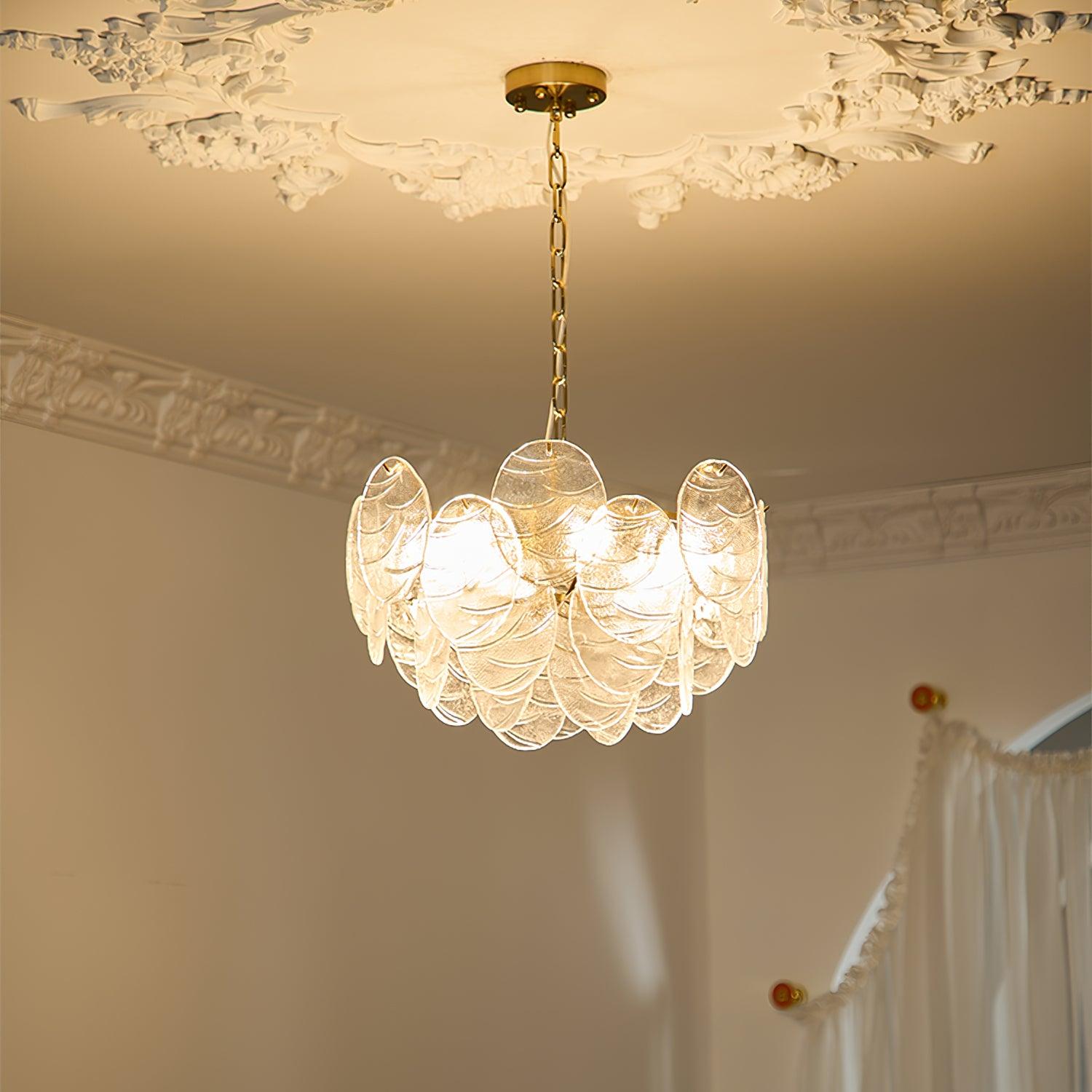 Chandelier Glass Discs Metal Frame Gold Finish Victorian - Neutralighting