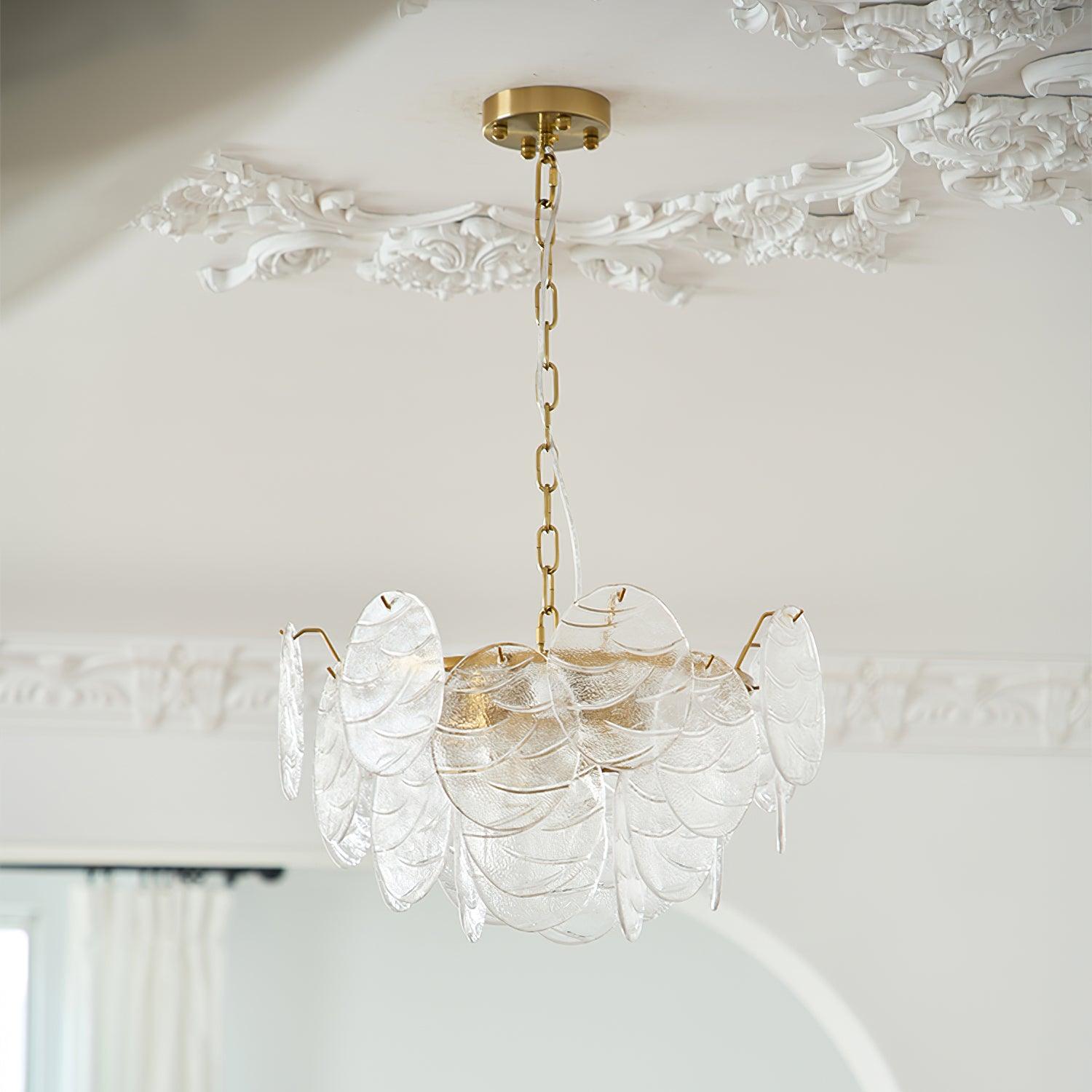Chandelier Glass Discs Metal Frame Gold Finish Victorian - Neutralighting