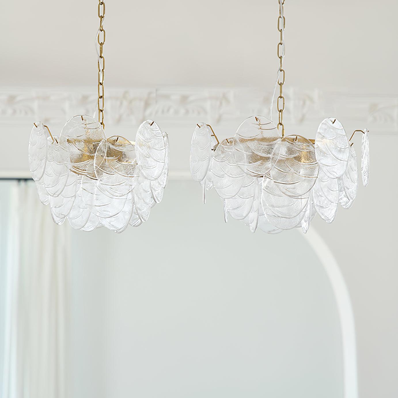 Chandelier Glass Discs Metal Frame Gold Finish Victorian - Neutralighting