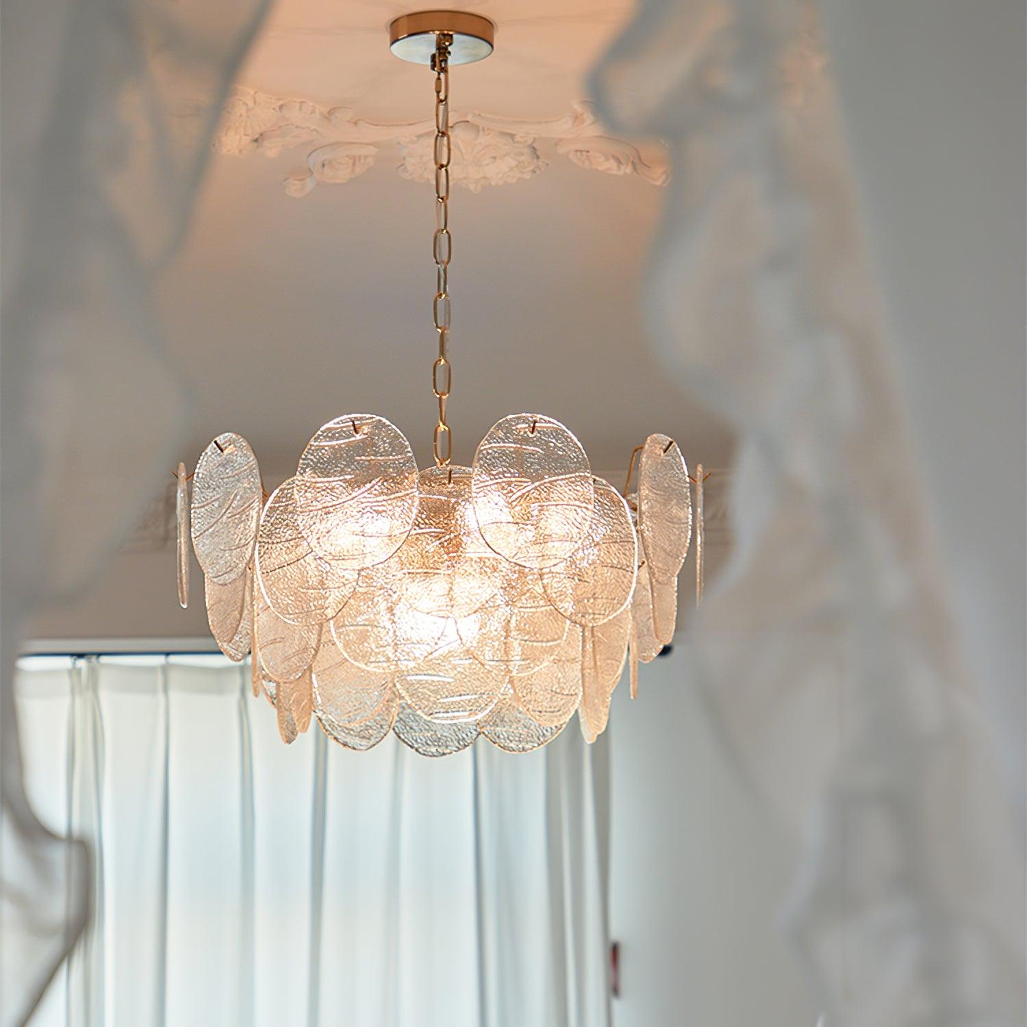 Chandelier Glass Discs Metal Frame Gold Finish Victorian - Neutralighting