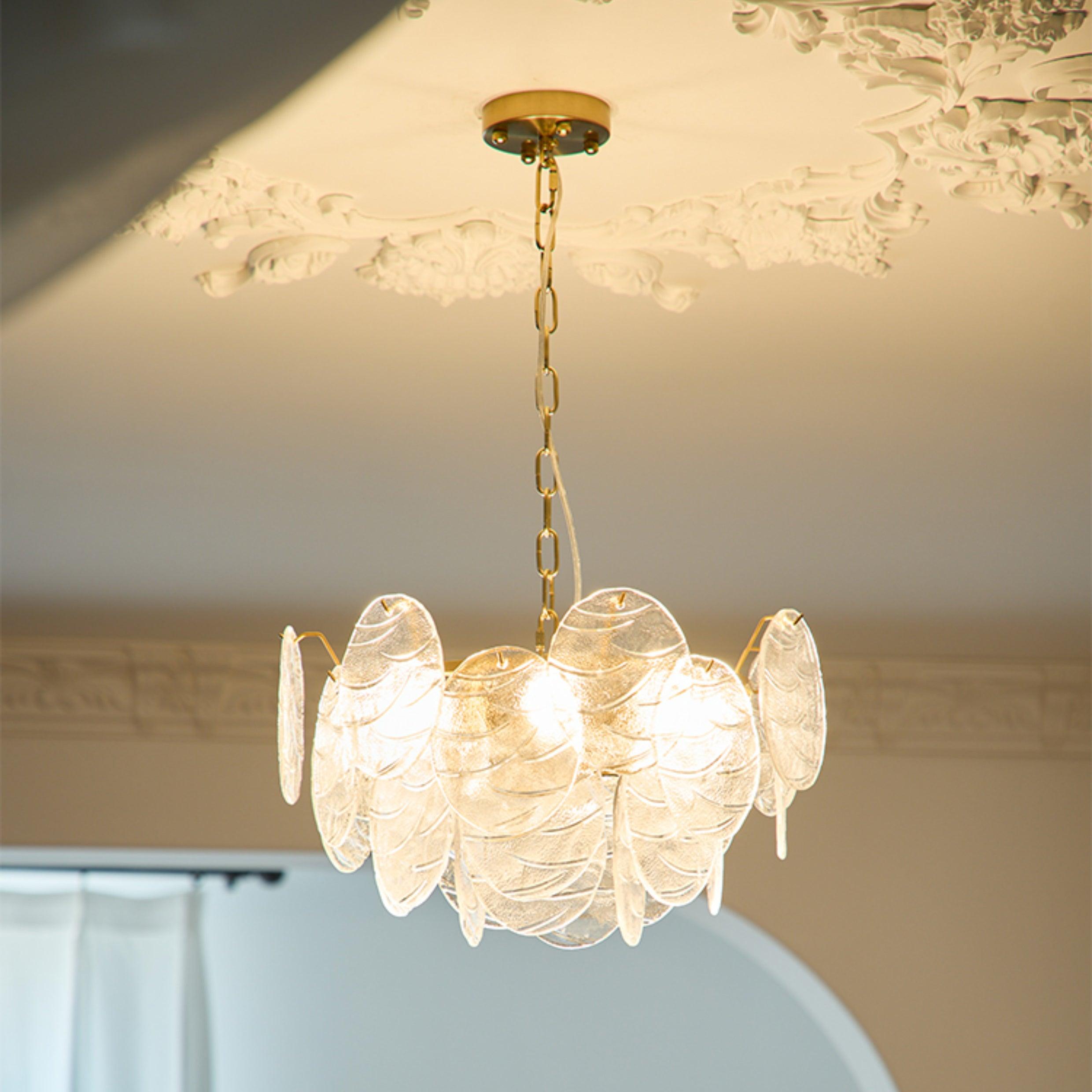 Chandelier Glass Discs Metal Frame Gold Finish Victorian - Neutralighting