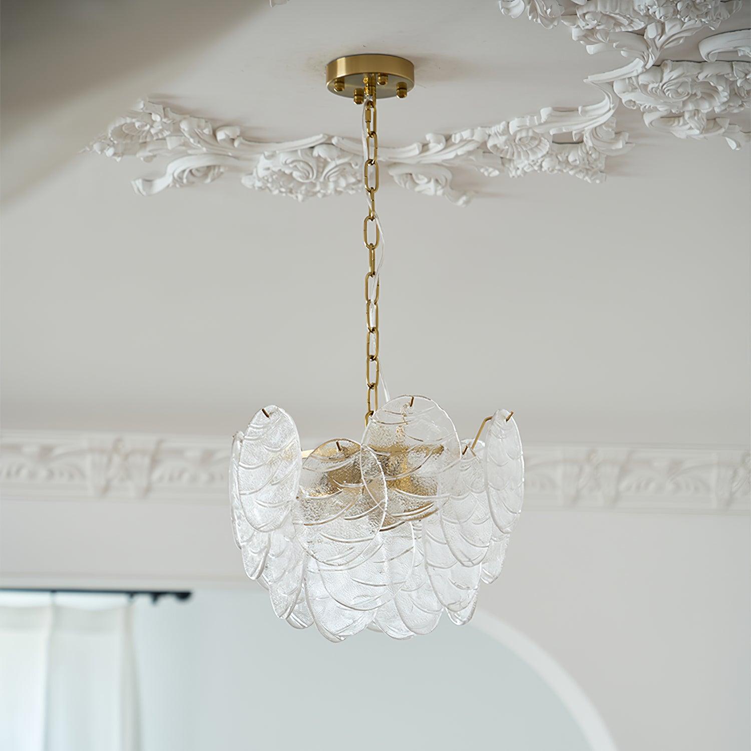 Chandelier Glass Discs Metal Frame Gold Finish Victorian - Neutralighting