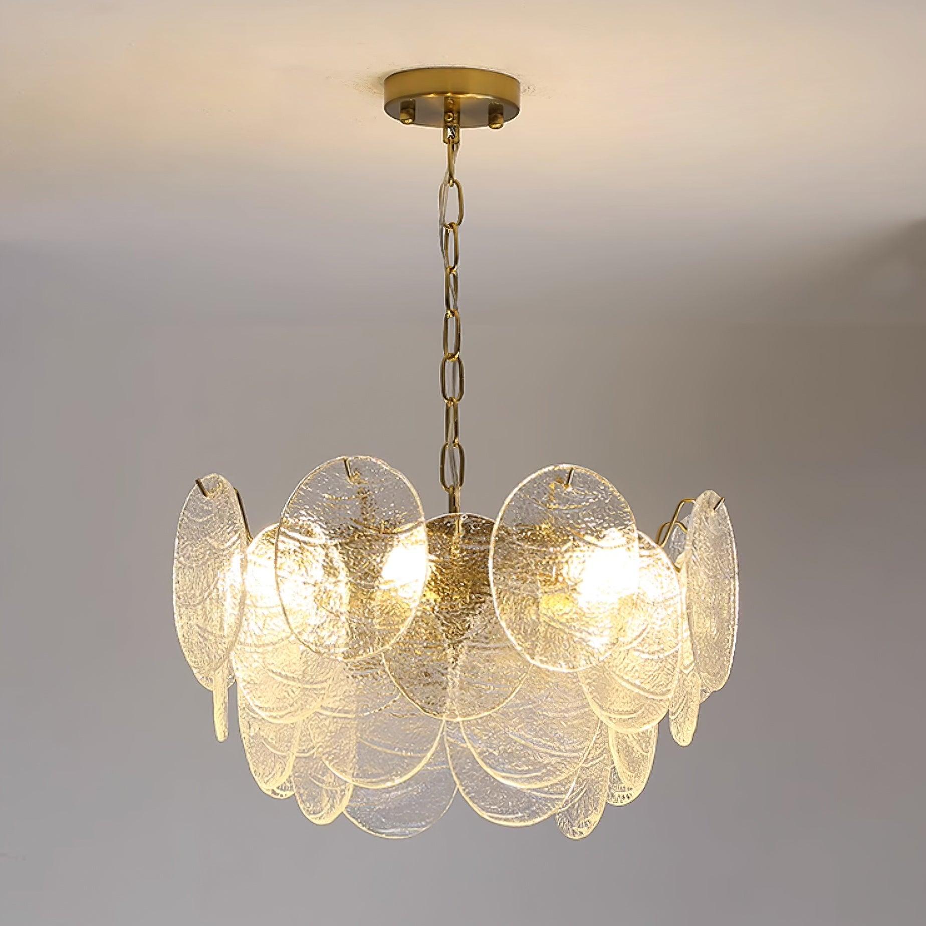Chandelier Glass Discs Metal Frame Gold Finish Victorian - Neutralighting